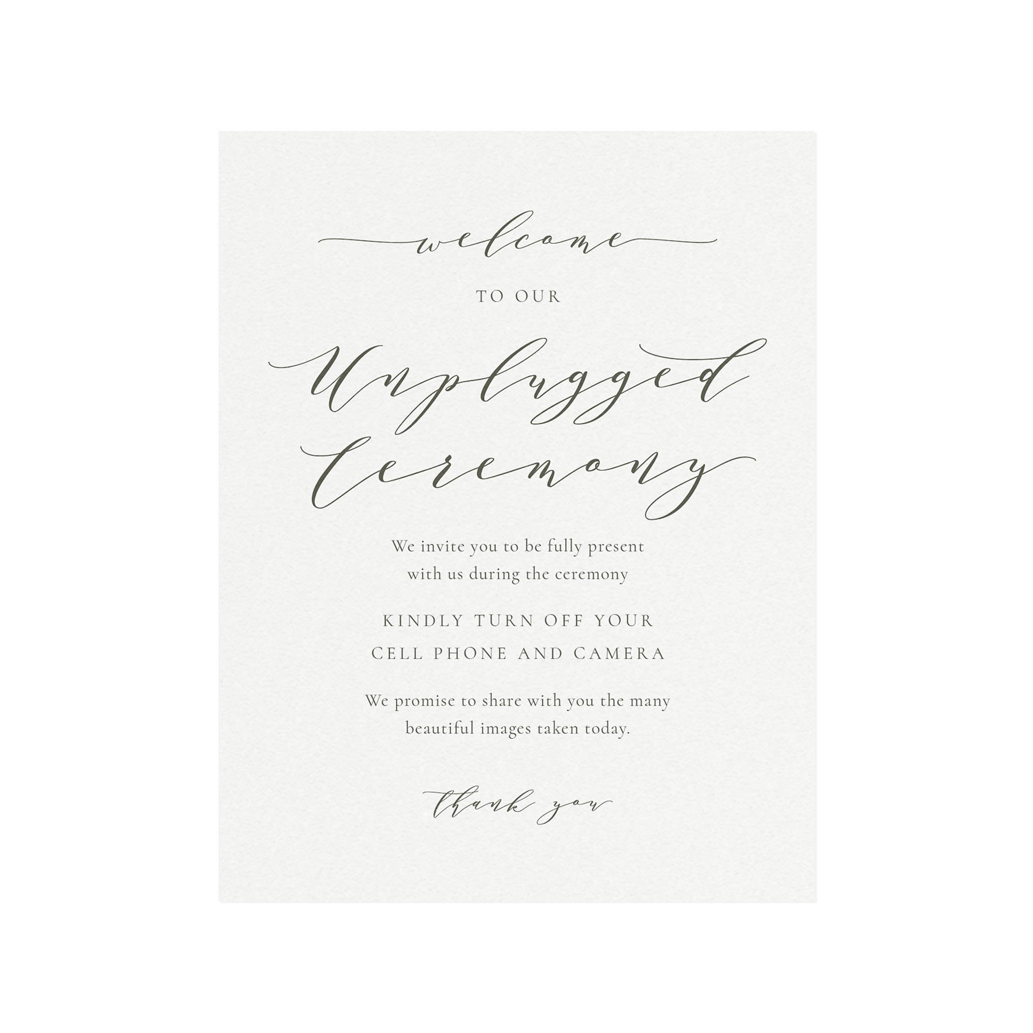 Unplugged Wedding Sign: Slate Gray Calligraphy (PDF Instant Download)