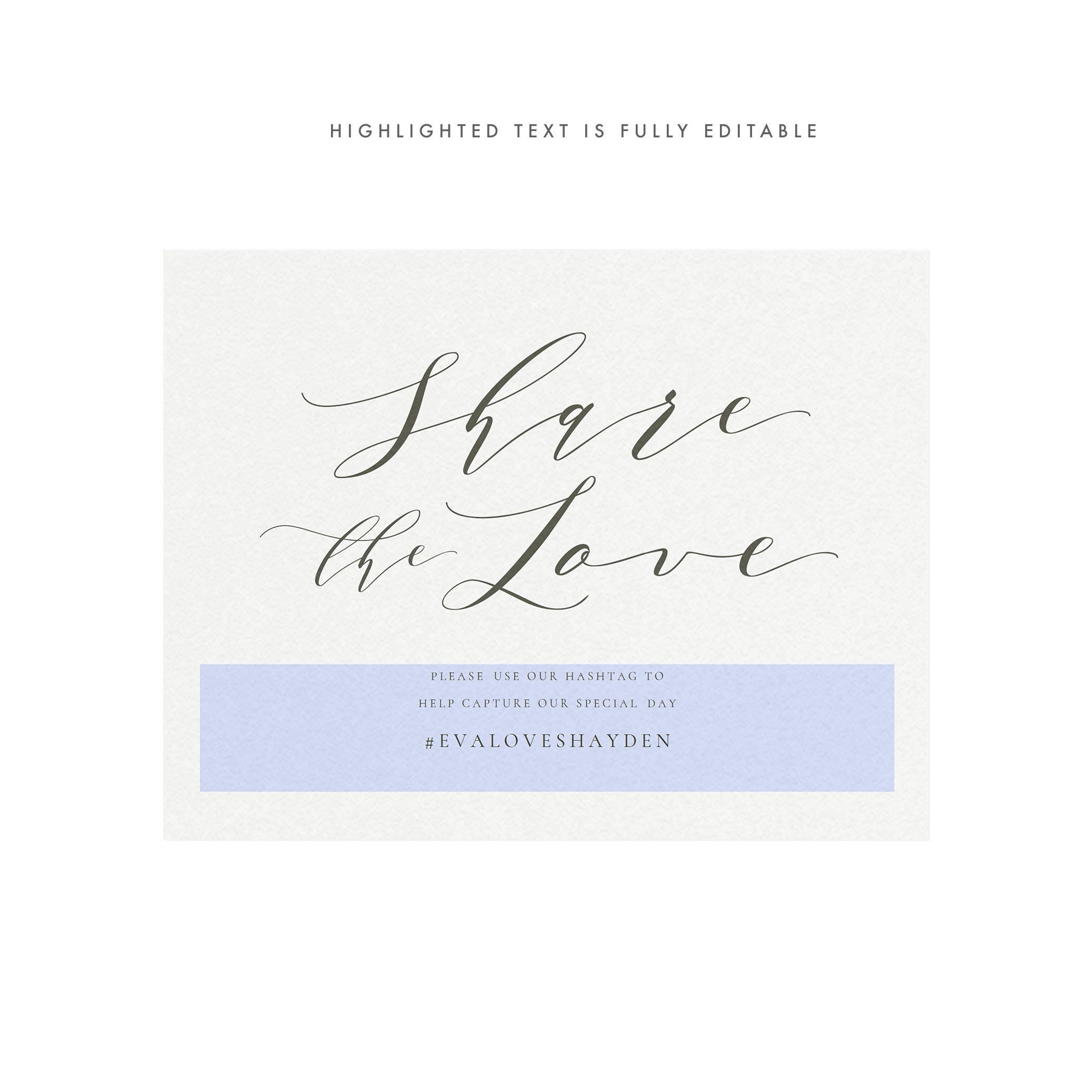 Wedding Hashtag Sign: Share the Love, Slate Gray (PDF Template)