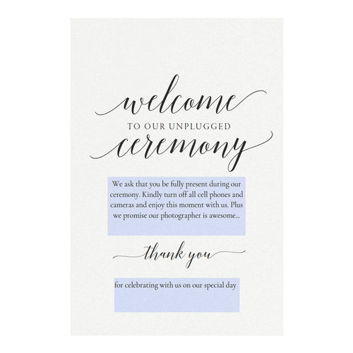 Adel Unplugged Wedding Ceremony Sign Template (PDF Instant Download)