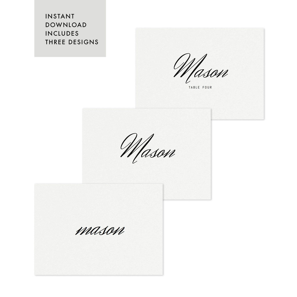 Editable Wedding Place Card Template: Heriot Classic Design (PDF Download)