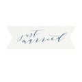 Printable Just Married Banner, Navy Blue Calligraphy (PDF Instant Download)