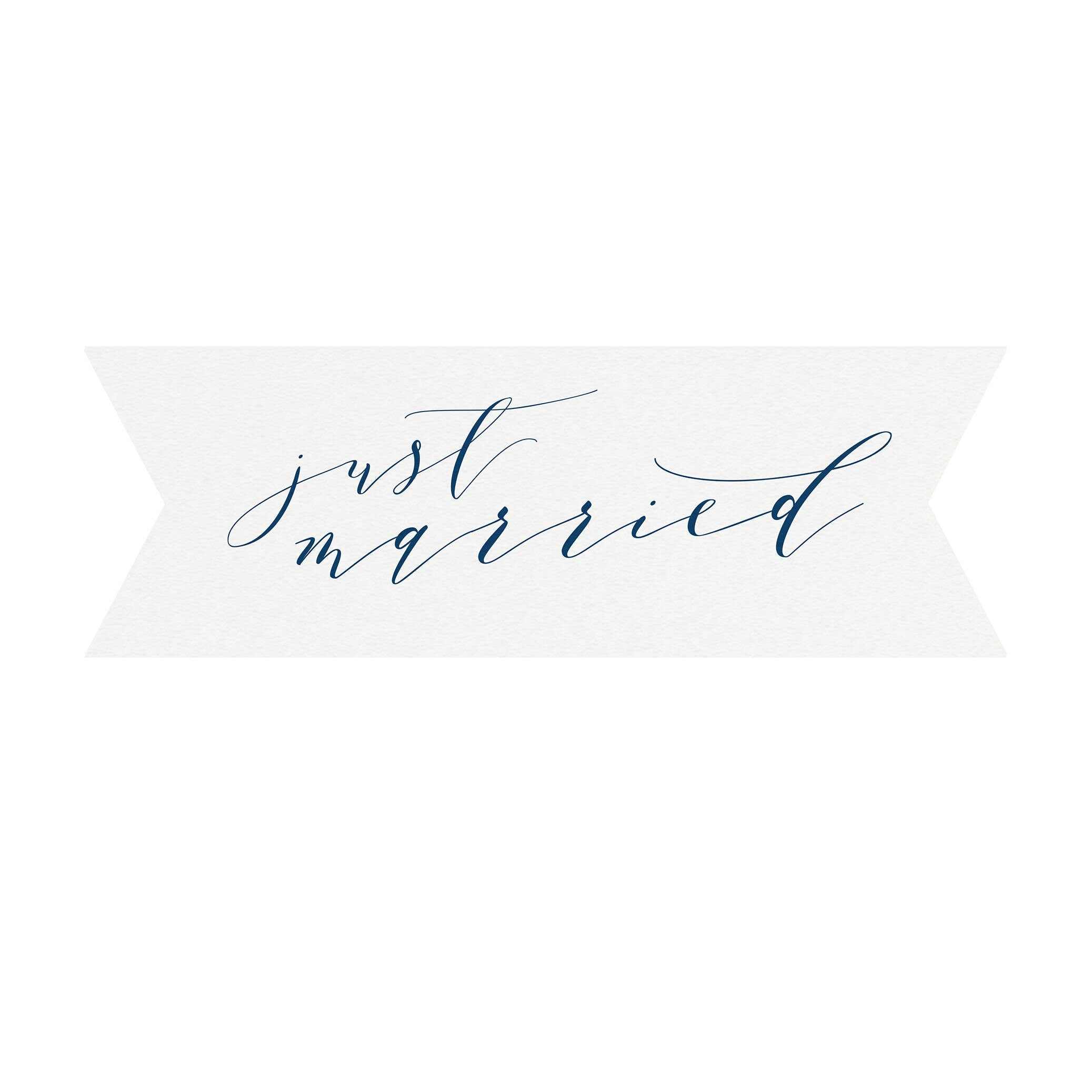 Printable Just Married Banner, Navy Blue Calligraphy (PDF Instant Download)