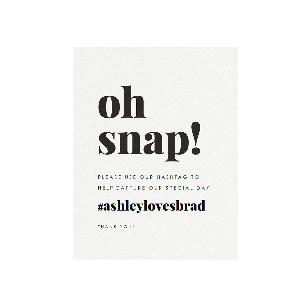Modern Wedding Social Media Sign: Minimalist Oh Snap Template (PDF Instant Download)