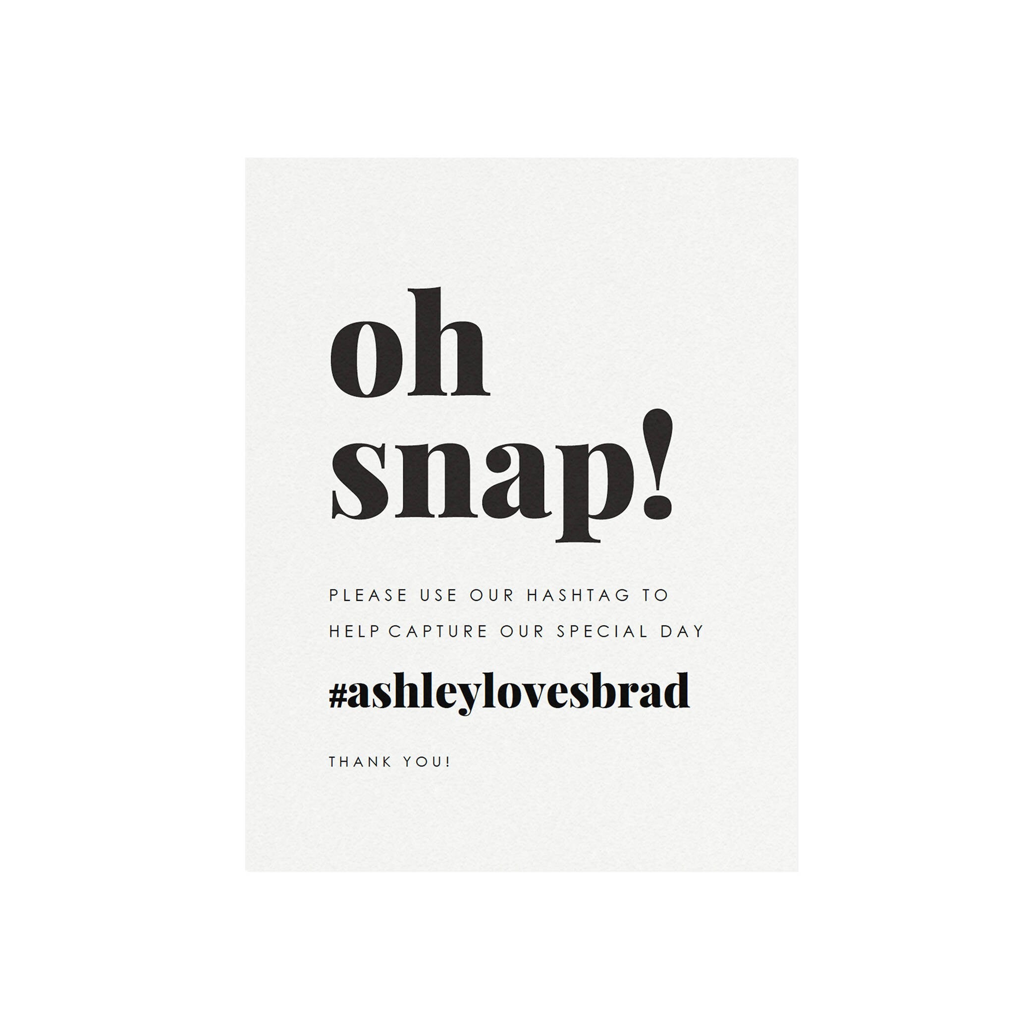 Modern Wedding Social Media Sign: Minimalist Oh Snap Template (PDF Instant Download)