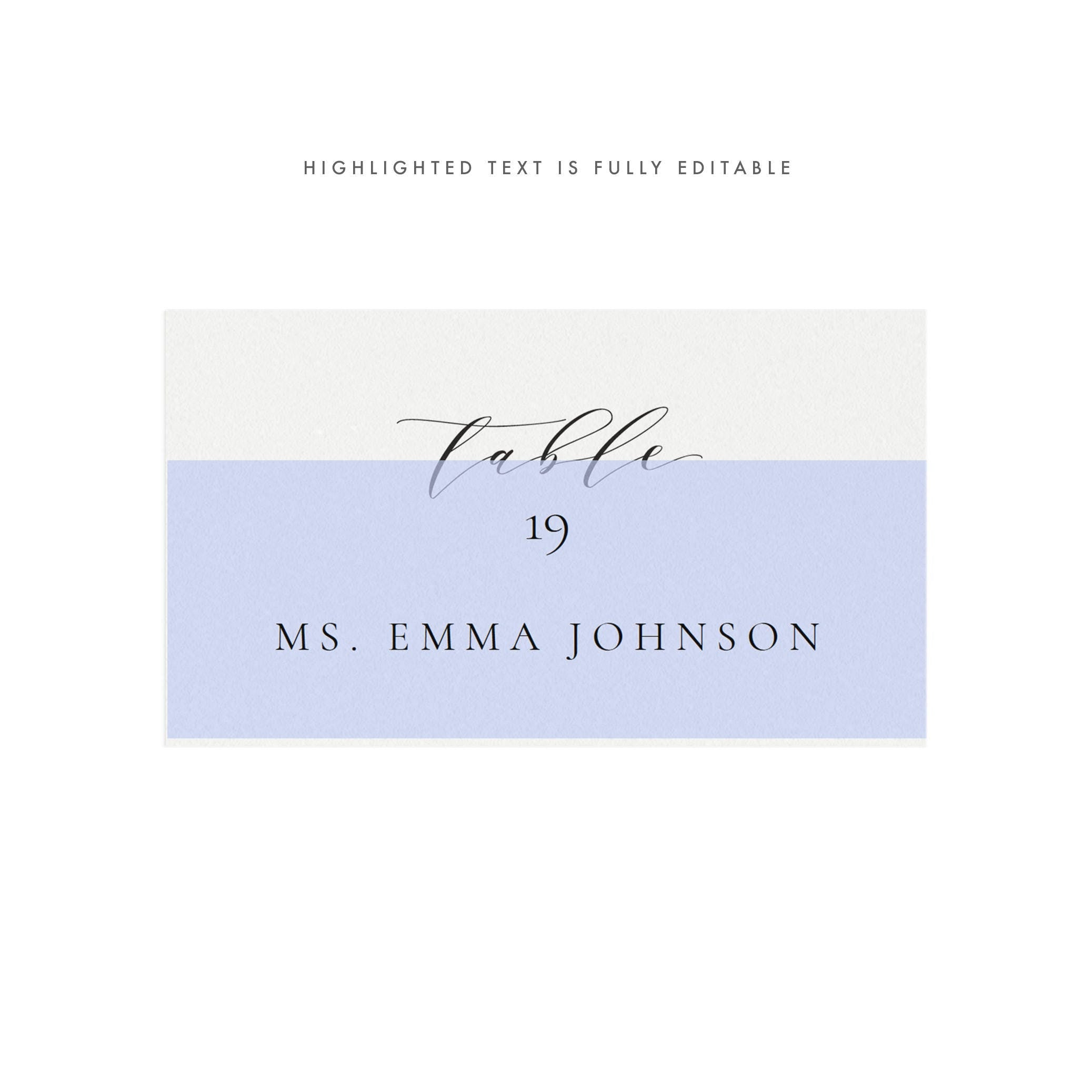 Melia: 3.5x2 Escort Card Template, Avery 5302, Calligraphy Escort Card, Classic Wedding, Simply Editable Place Card, PDF Instant Download