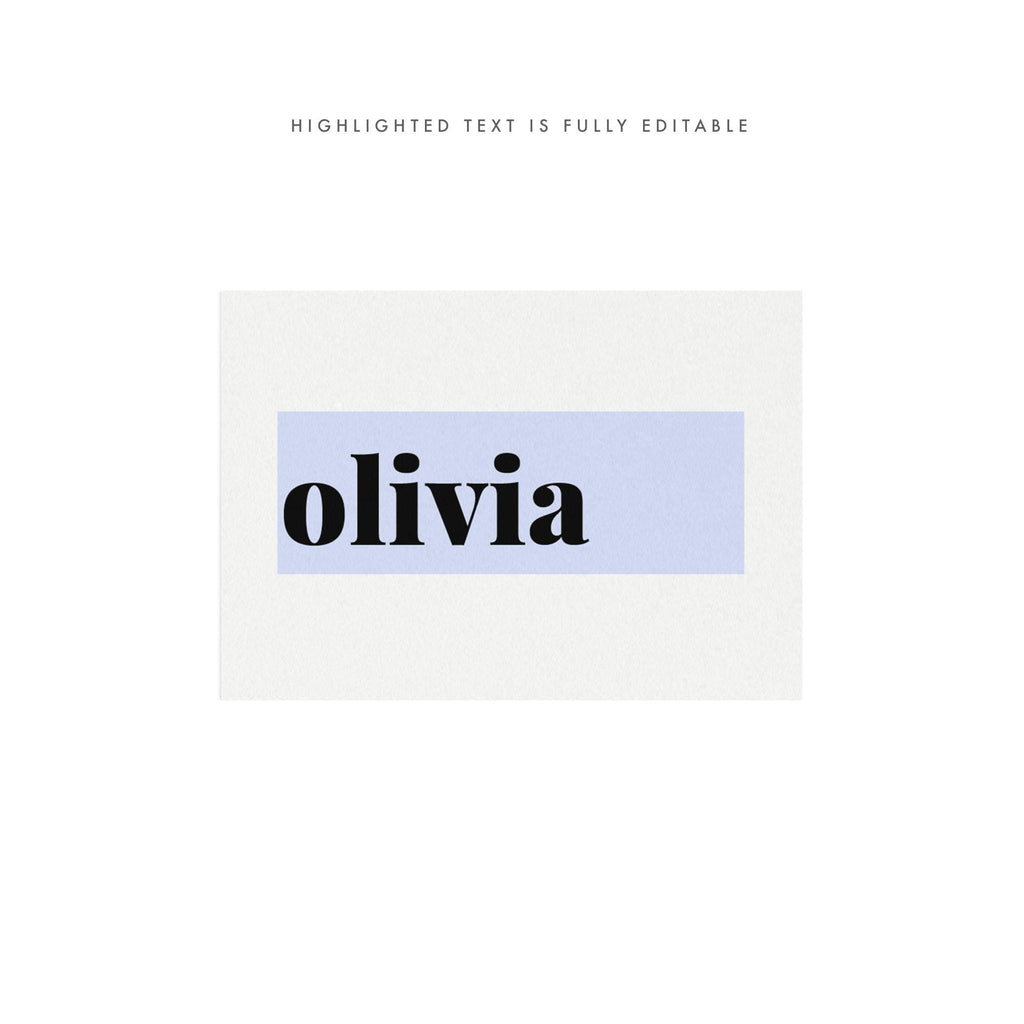 Modern Wedding Place Card Template: Bold, Editable Name Cards (PDF Instant Download)