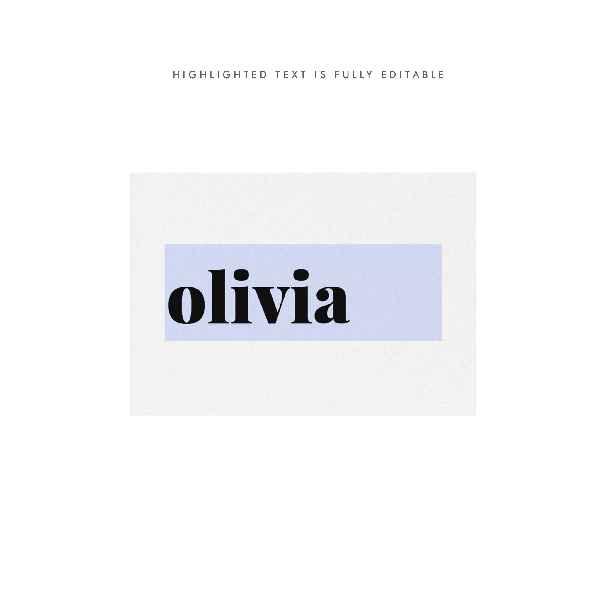 Modern Wedding Place Card Template: Bold, Editable Name Cards (PDF Instant Download)