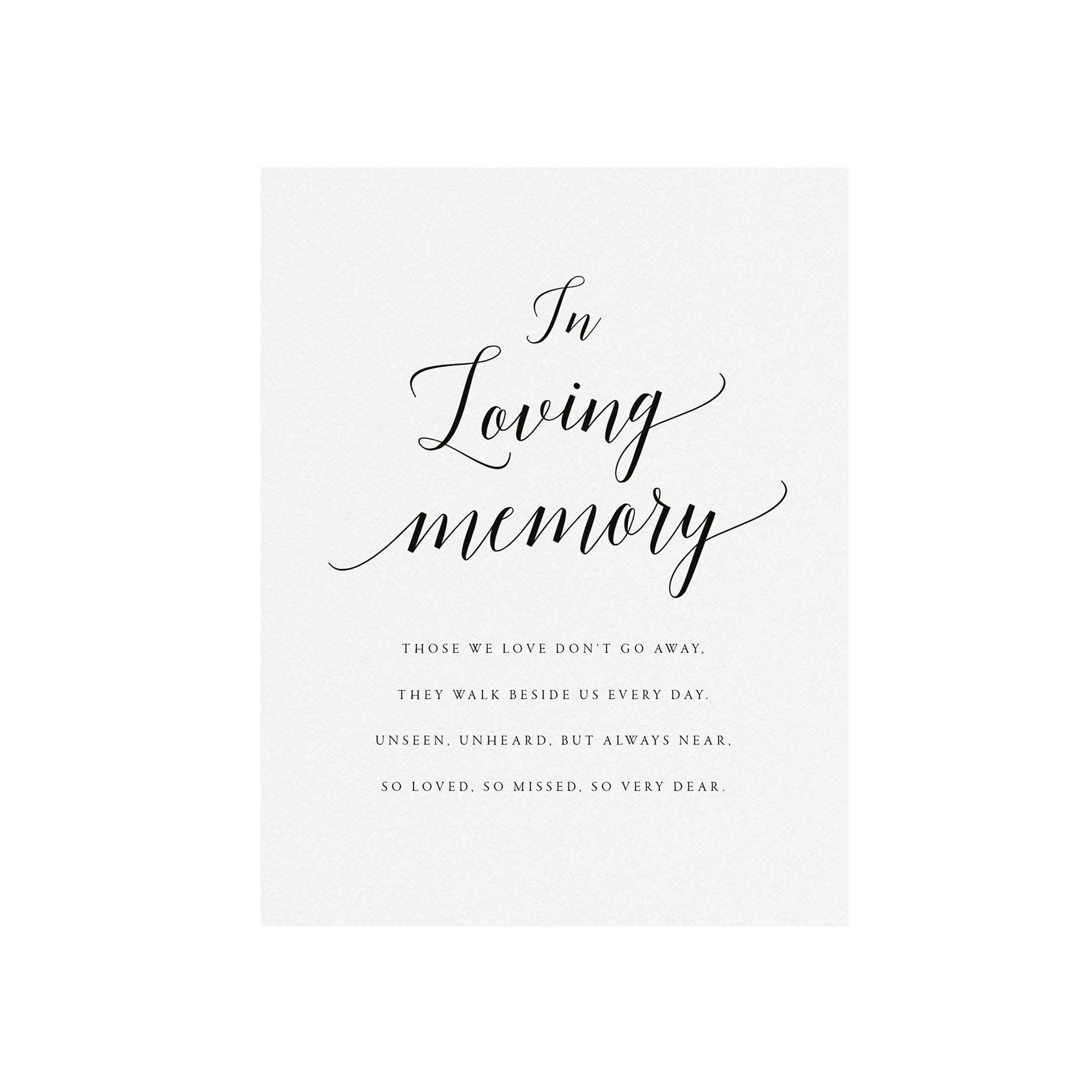 Calligraphy In Loving Memory Sign: Printable Wedding Memorial (PDF Download)