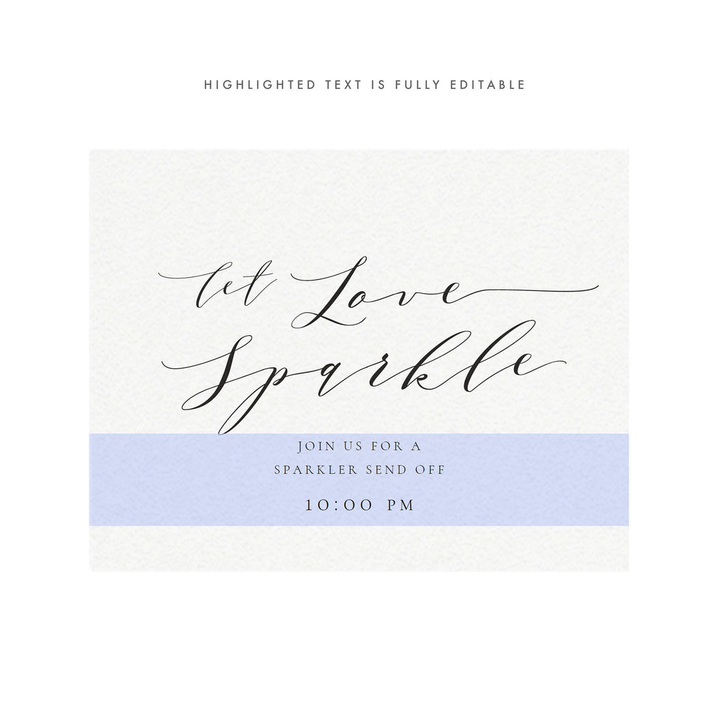 Melia: Sparkler Send Off Sign in Black, 5x7, 8x10, 11x14, Let Love Sparkle, Wedding Sign, Template, Reception Sign, PDF Instant Download