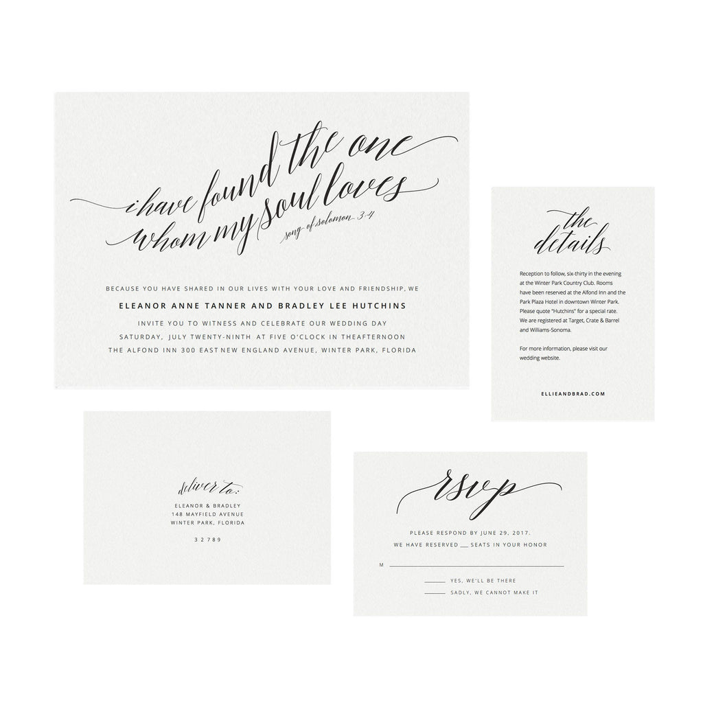 Whimsical Calligraphy Wedding Invitation Suite: Editable PDF (Instant Download)