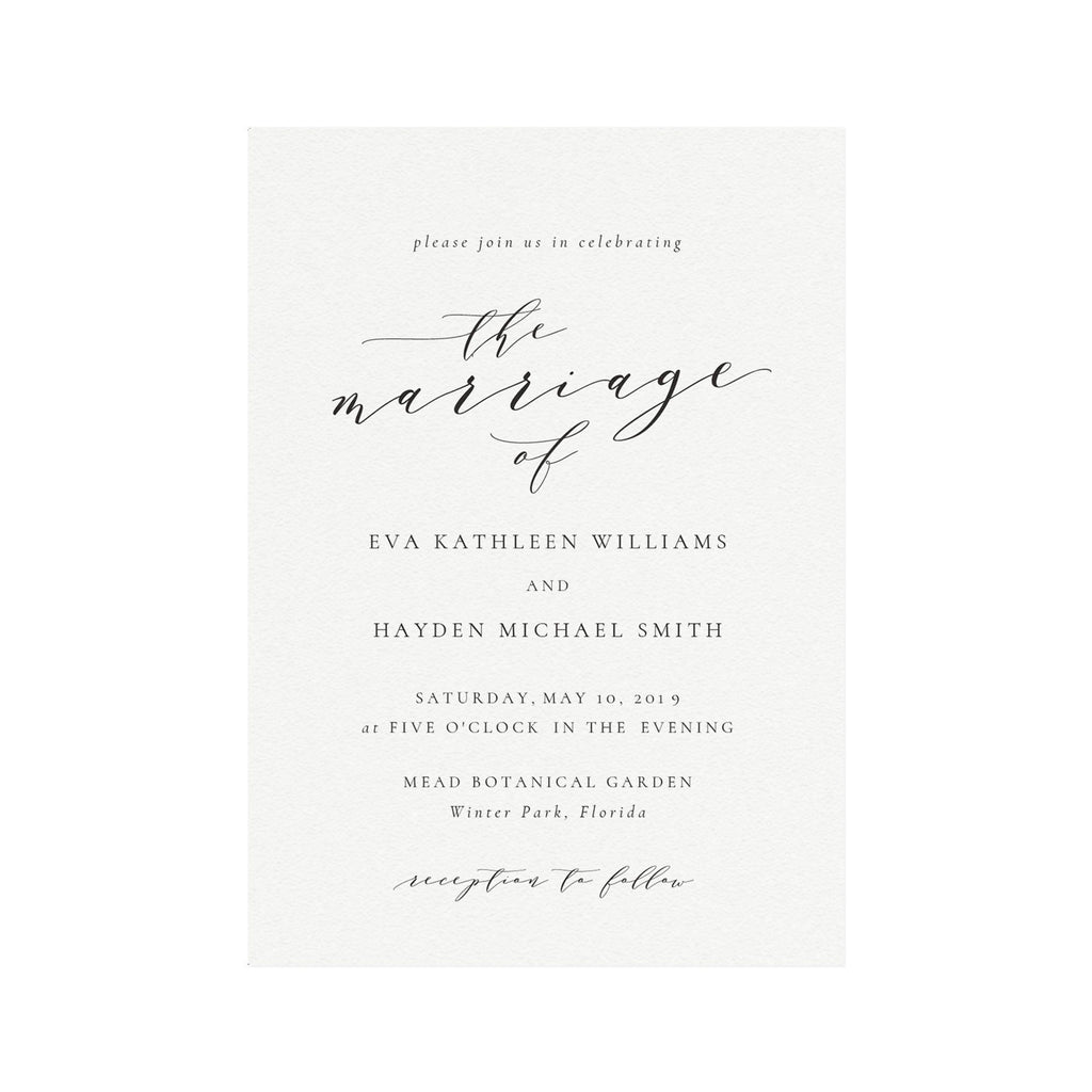 Calligraphy Wedding Invitation Template: Melia Suite (PDF Download)