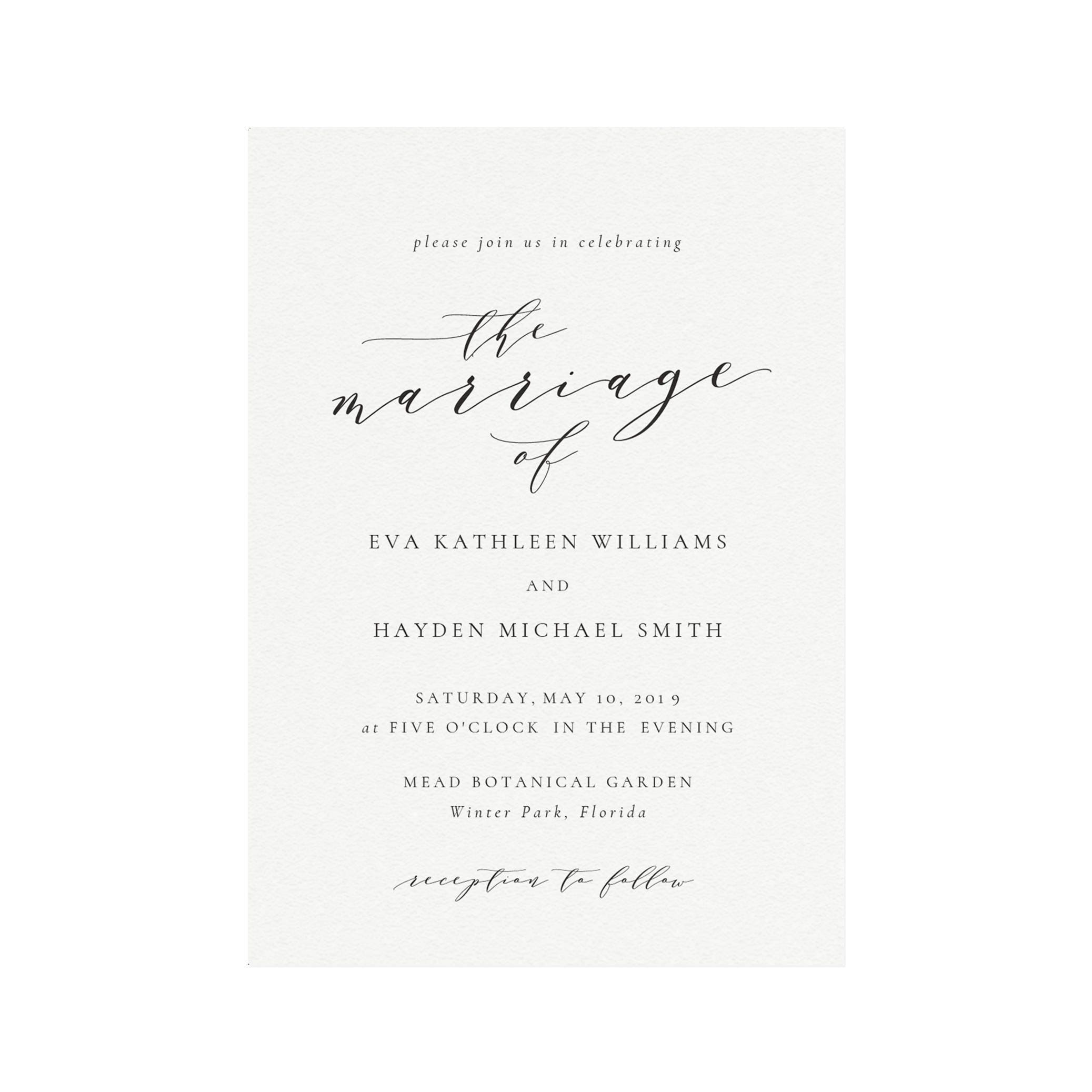 Calligraphy Wedding Invitation Template: Melia Suite (PDF Download)