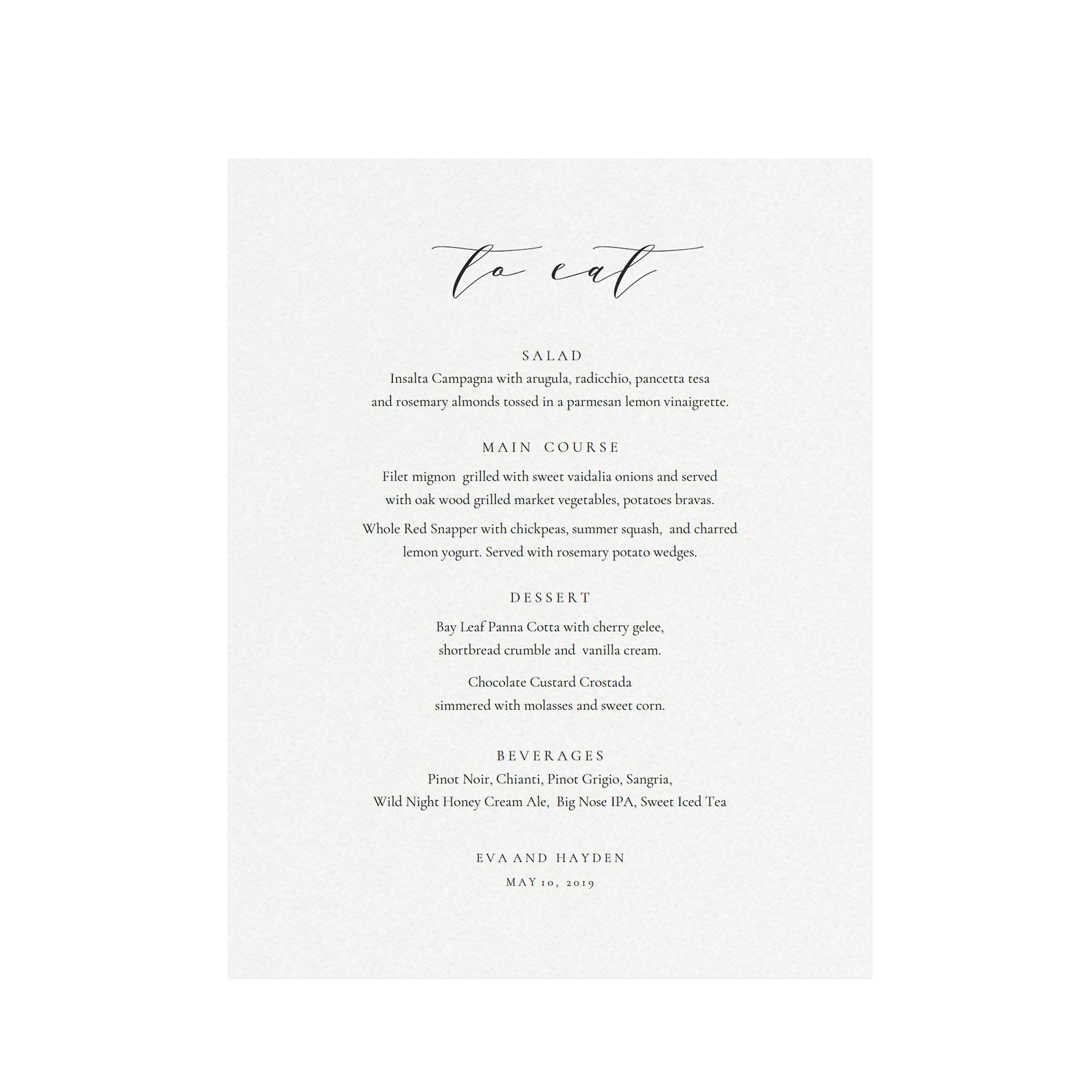 Calligraphy Wedding Menu Template: Minimalist Dinner Sign (PDF Download)