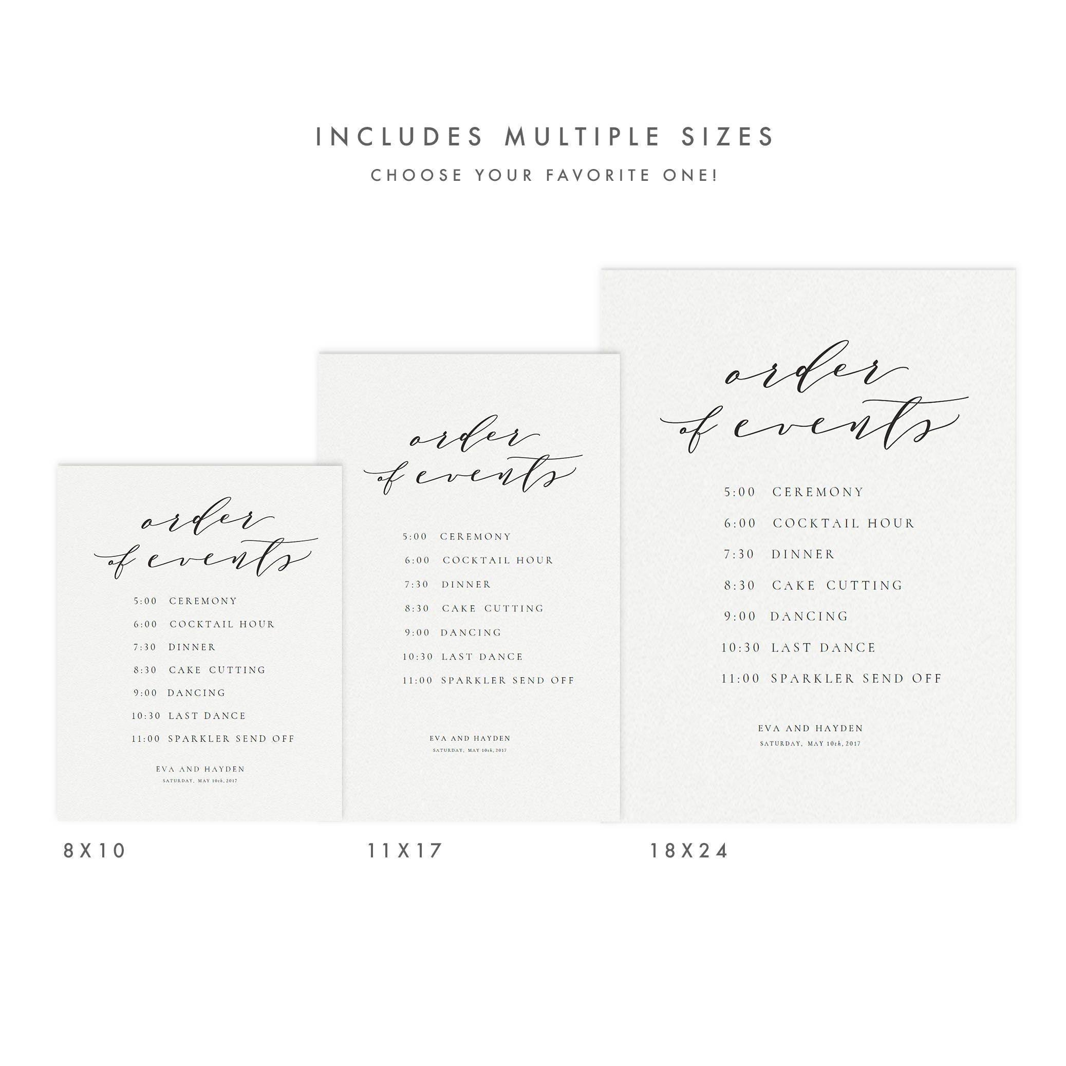 Calligraphy Wedding Order of Events Sign: Melia Suite (PDF Download)