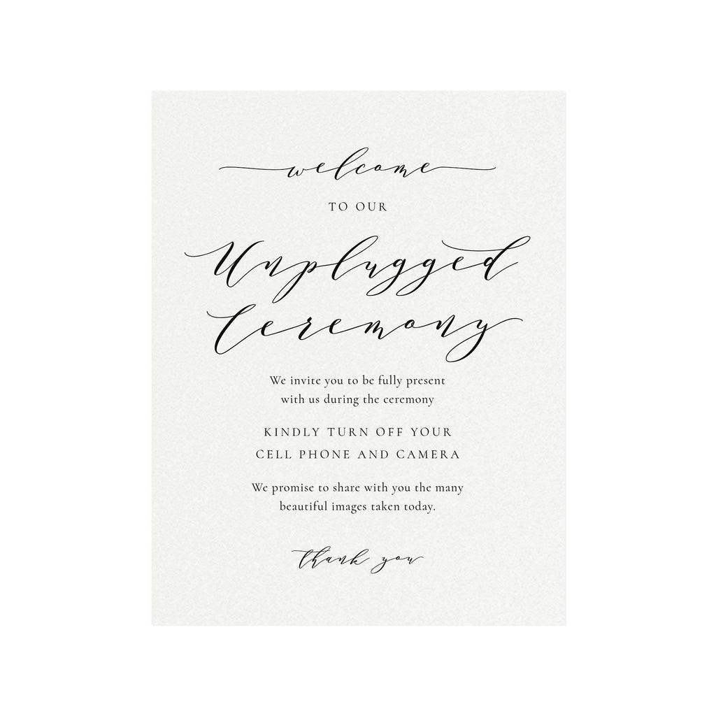 Unplugged Wedding Ceremony Sign: Melia Printable (PDF Download)