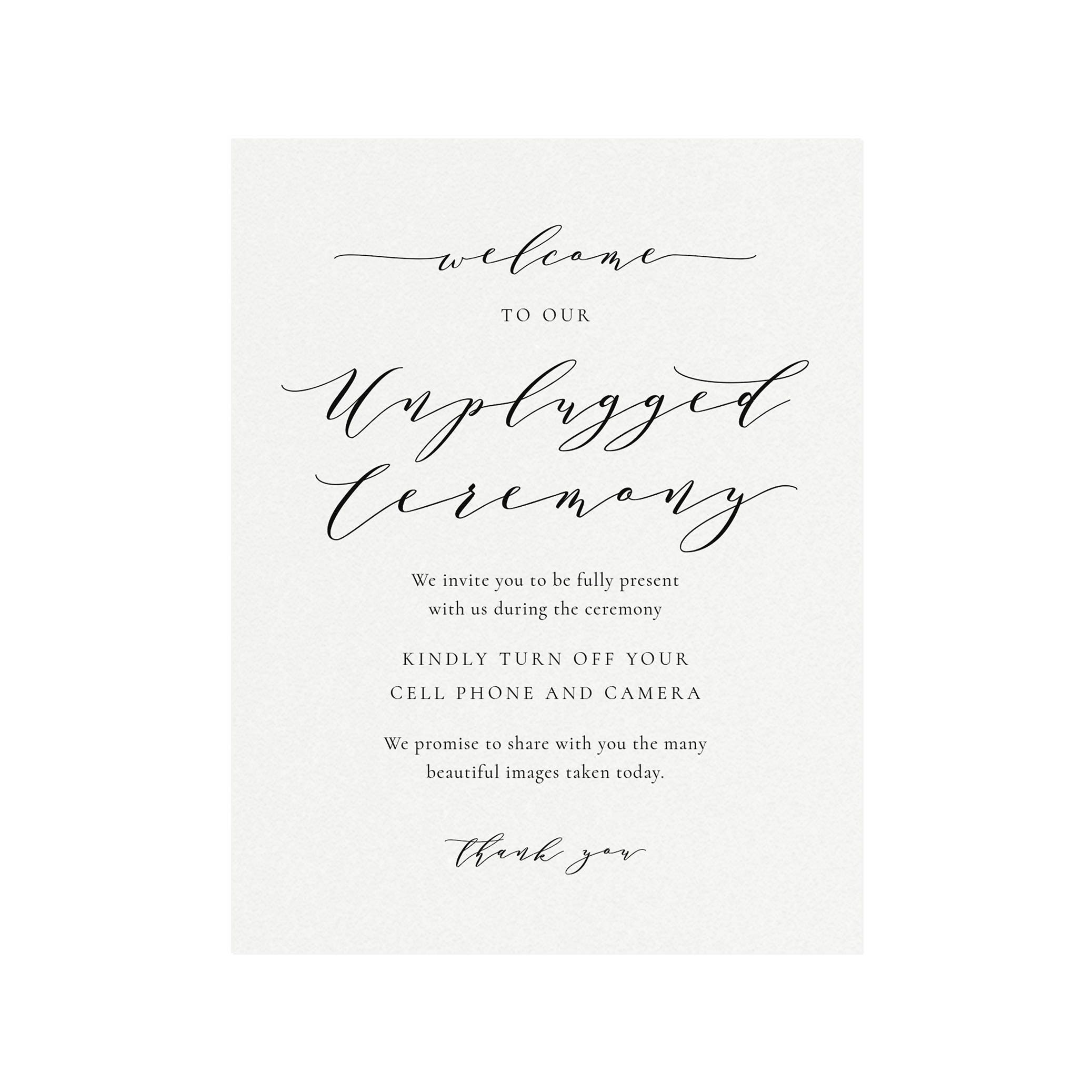 Unplugged Wedding Ceremony Sign: Melia Printable (PDF Download)