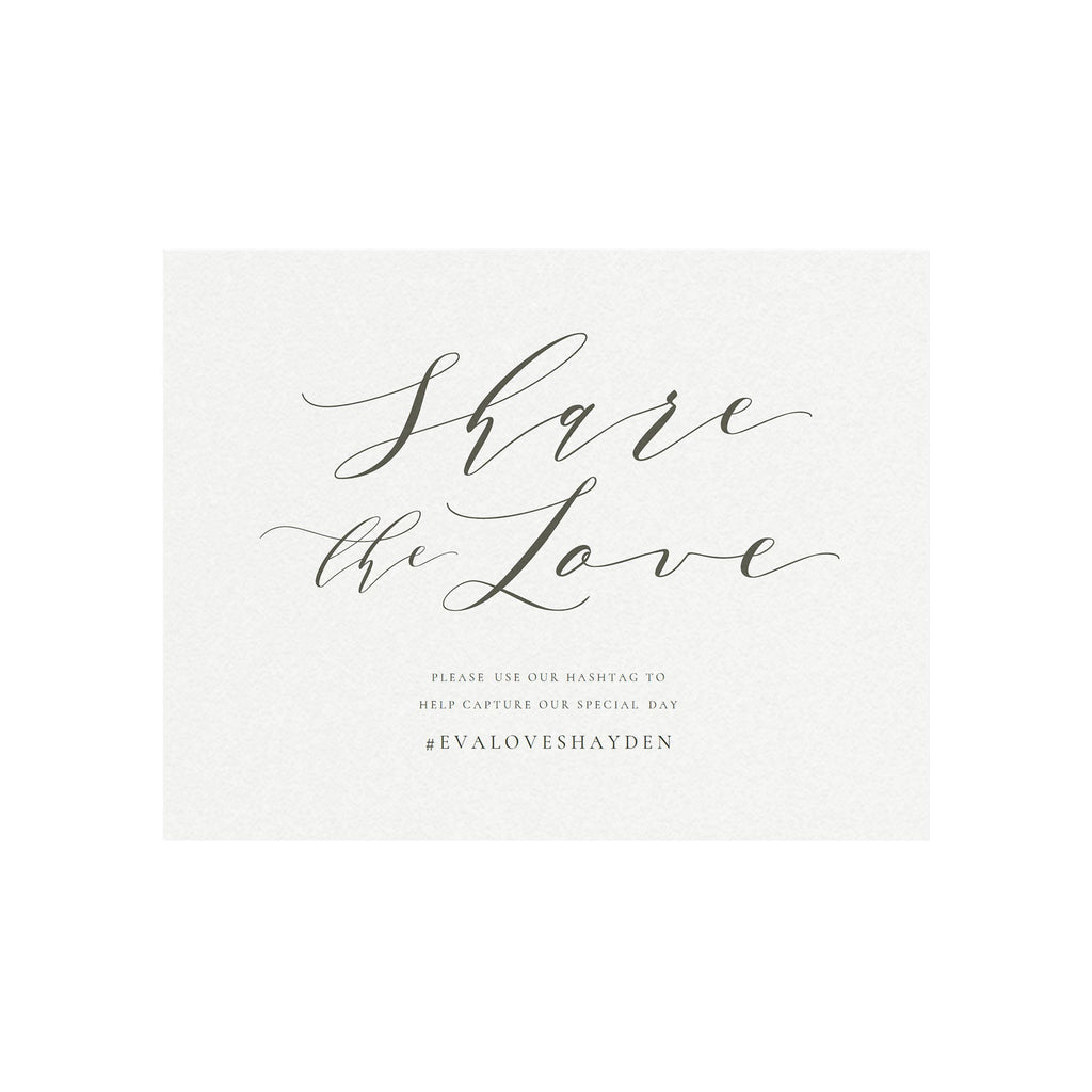 Wedding Hashtag Sign: Share the Love, Slate Gray (PDF Template)