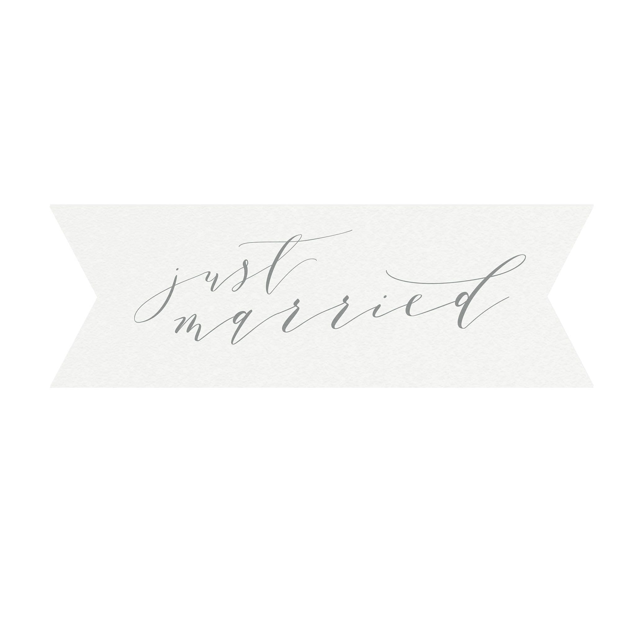 Calligraphy Just Married Banner, Dove Gray Wedding Sign (PDF Instant Download)