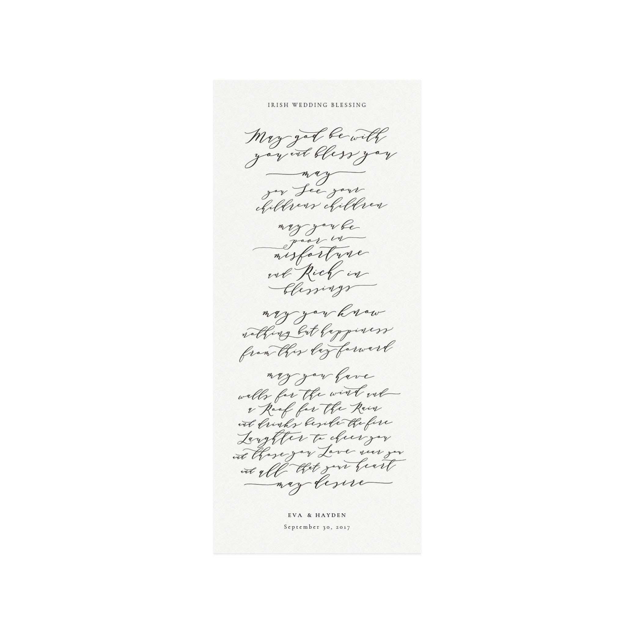 Calligraphy Irish Wedding Blessing Print: Melia Collection (PDF Download)