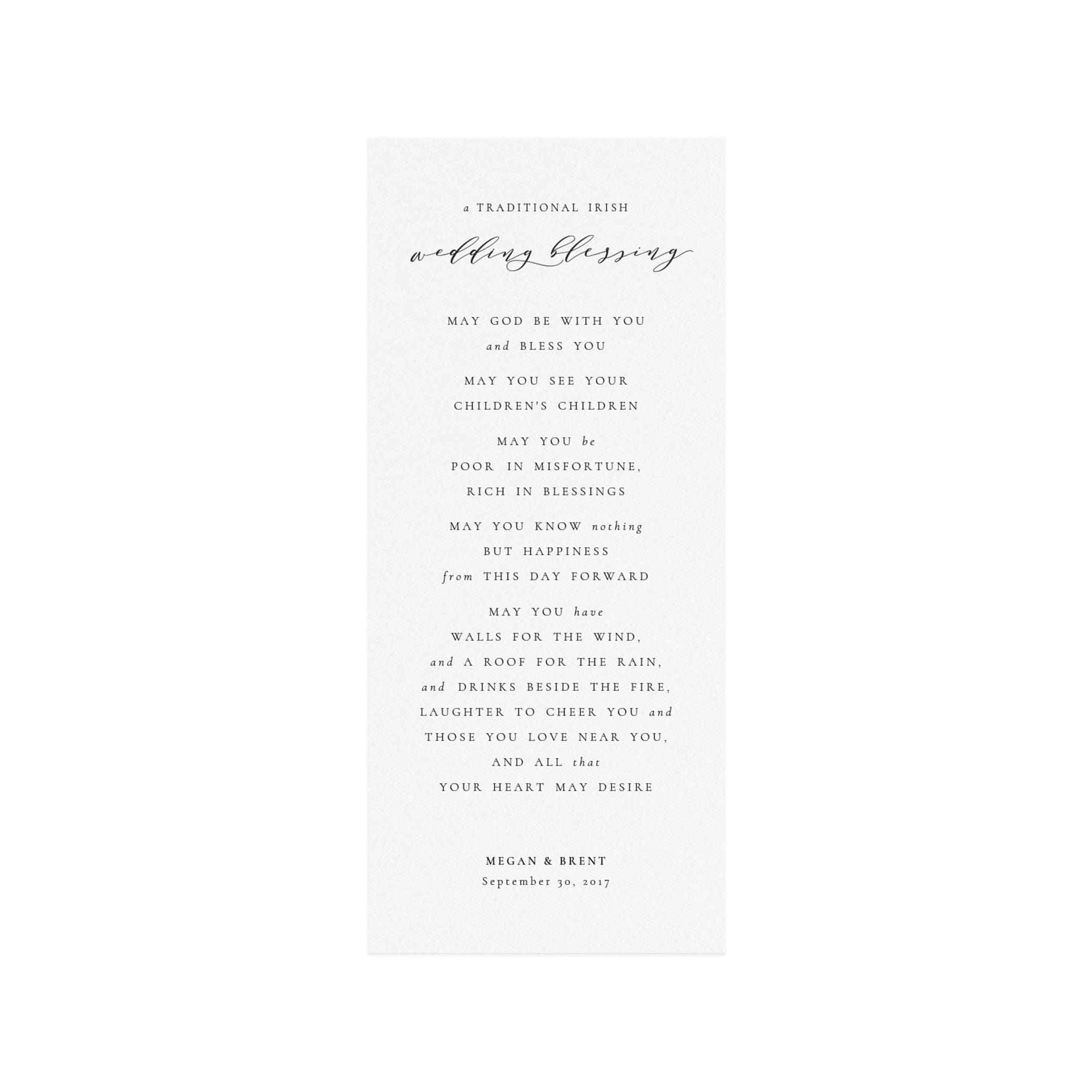 Calligraphy Wedding Blessing Template: Melia Printable (PDF Download)