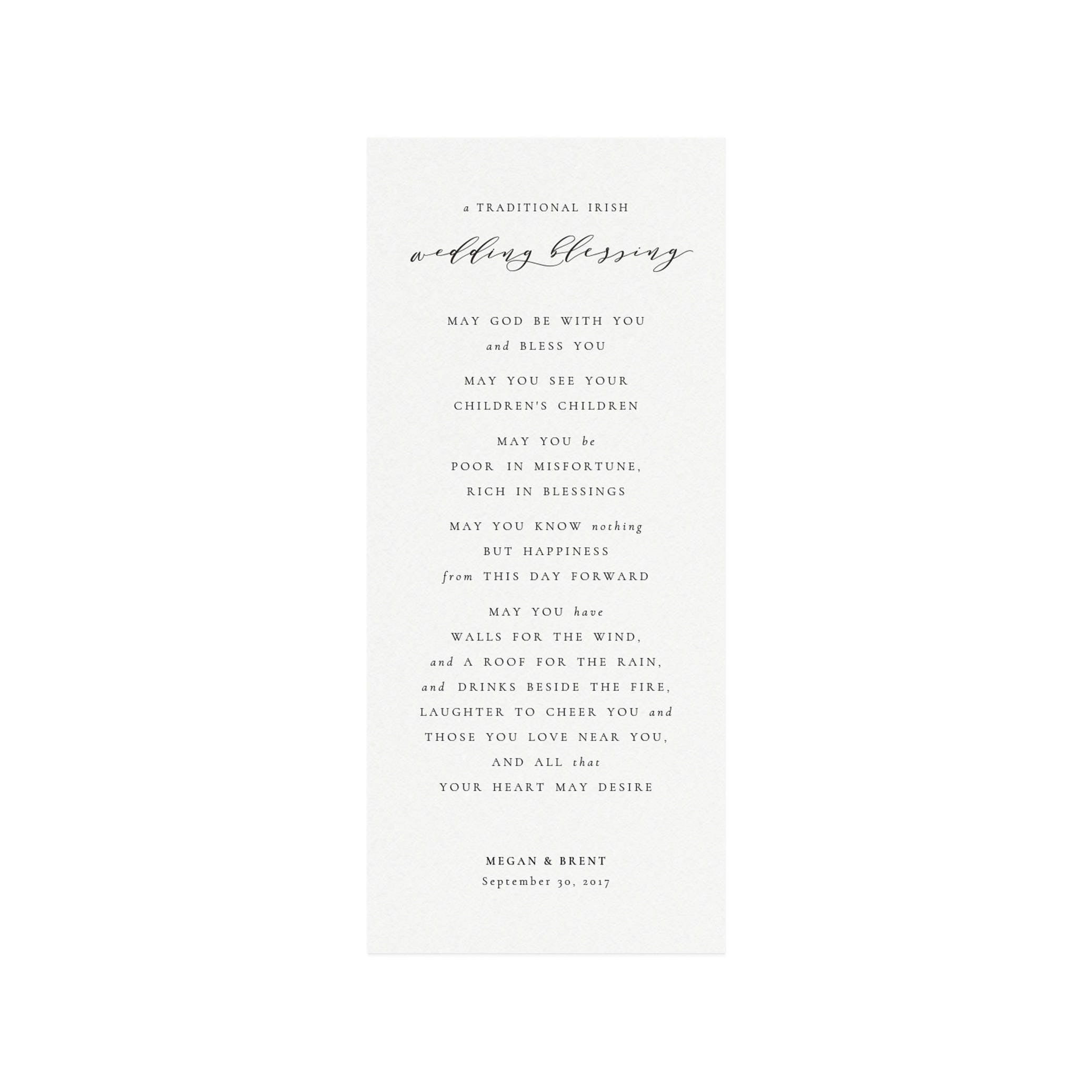 Calligraphy Wedding Blessing Template: Melia Printable (PDF Instant Download)