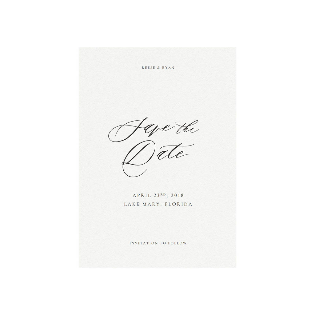 Calligraphy Save the Date Template: Minimalist Design (PDF Download)