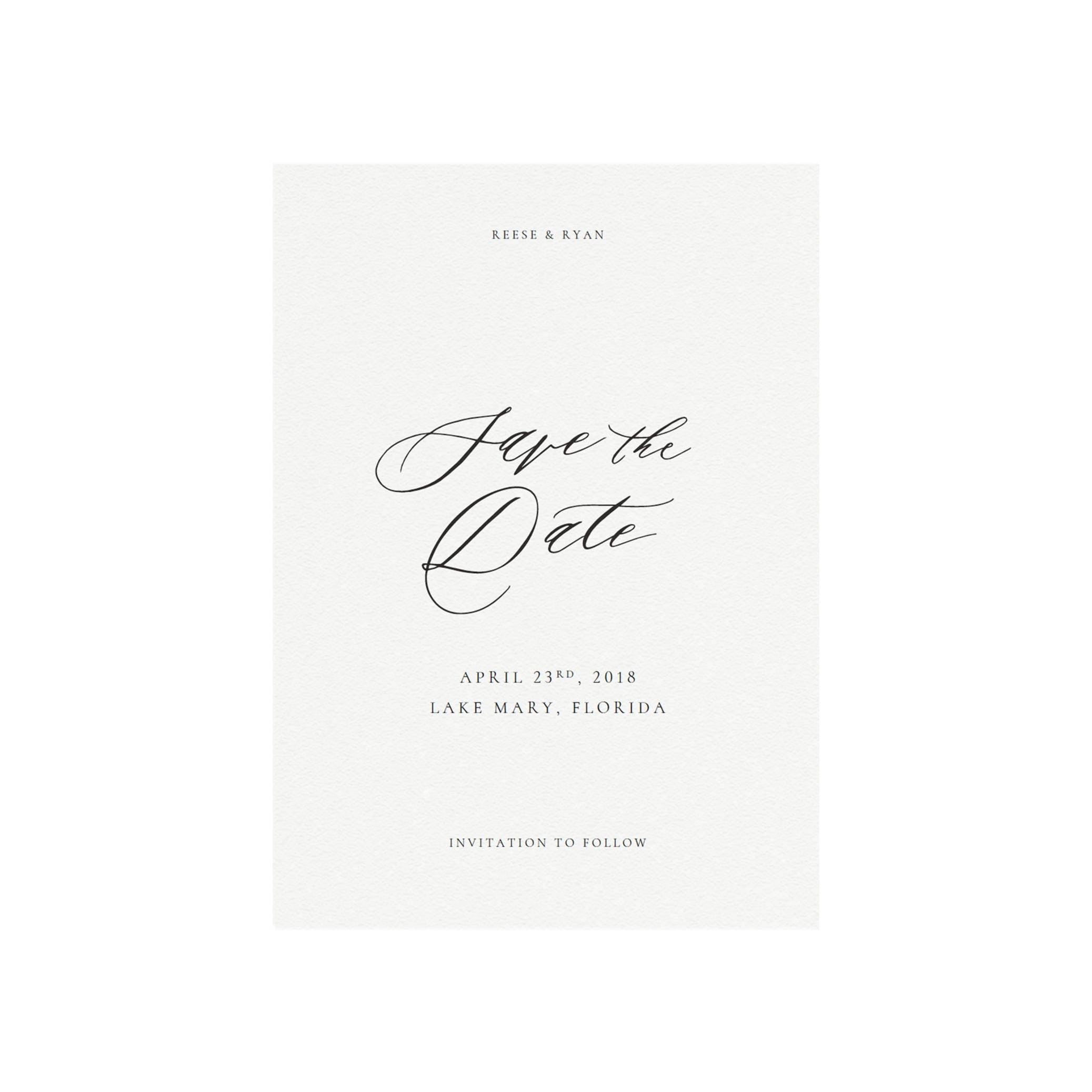 Calligraphy Save the Date Template: Minimalist Design (PDF Download)