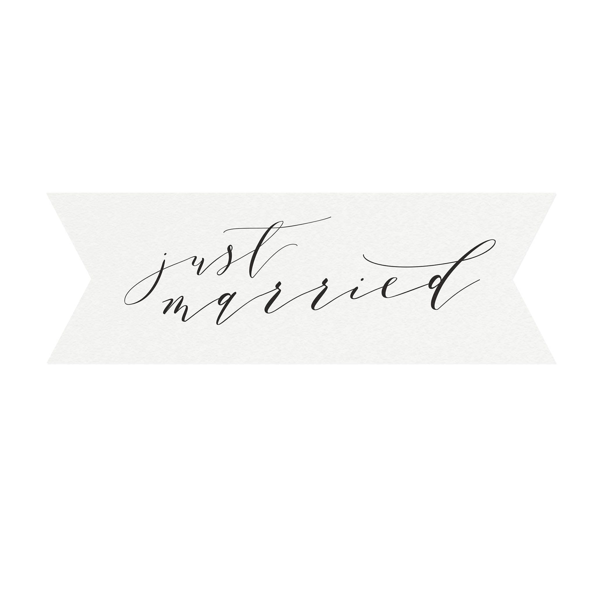 Just Married Calligraphy Banner: Wedding Getaway Car Sign (PDF Download)