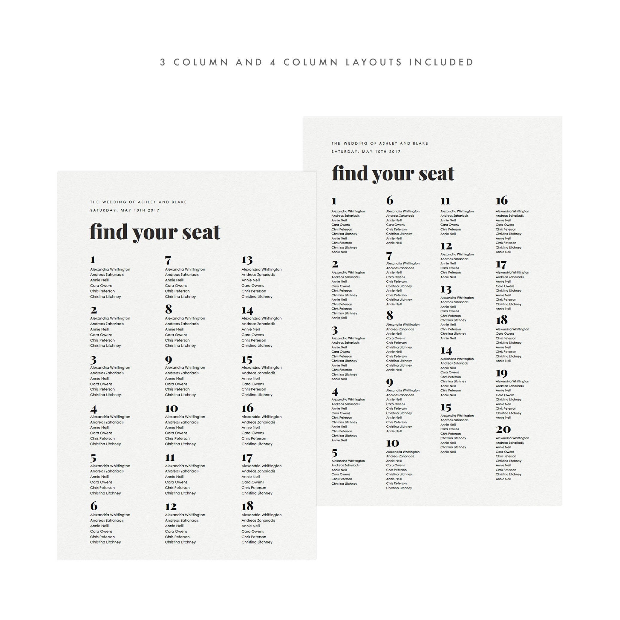Modern Wedding Seating Chart Sign: Fairfax Printable (PDF Instant Download)
