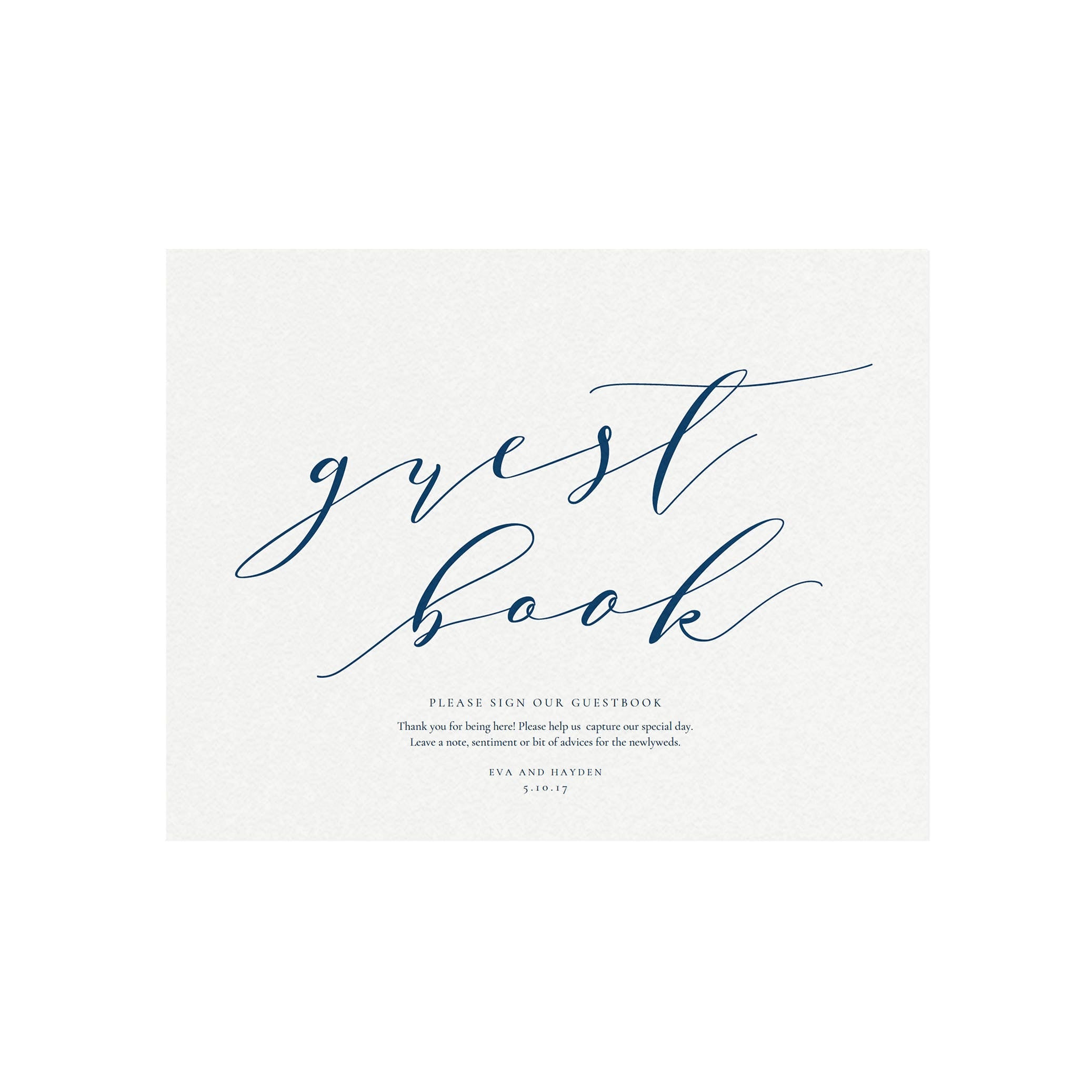 Navy Calligraphy Guest Book Sign: Melia Wedding Reception (PDF Instant Download)