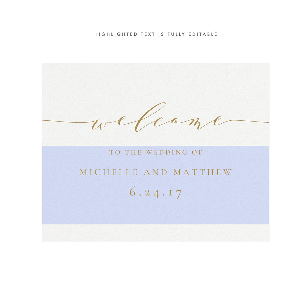 Gold Calligraphy Wedding Welcome Sign Template (PDF Instant Download)