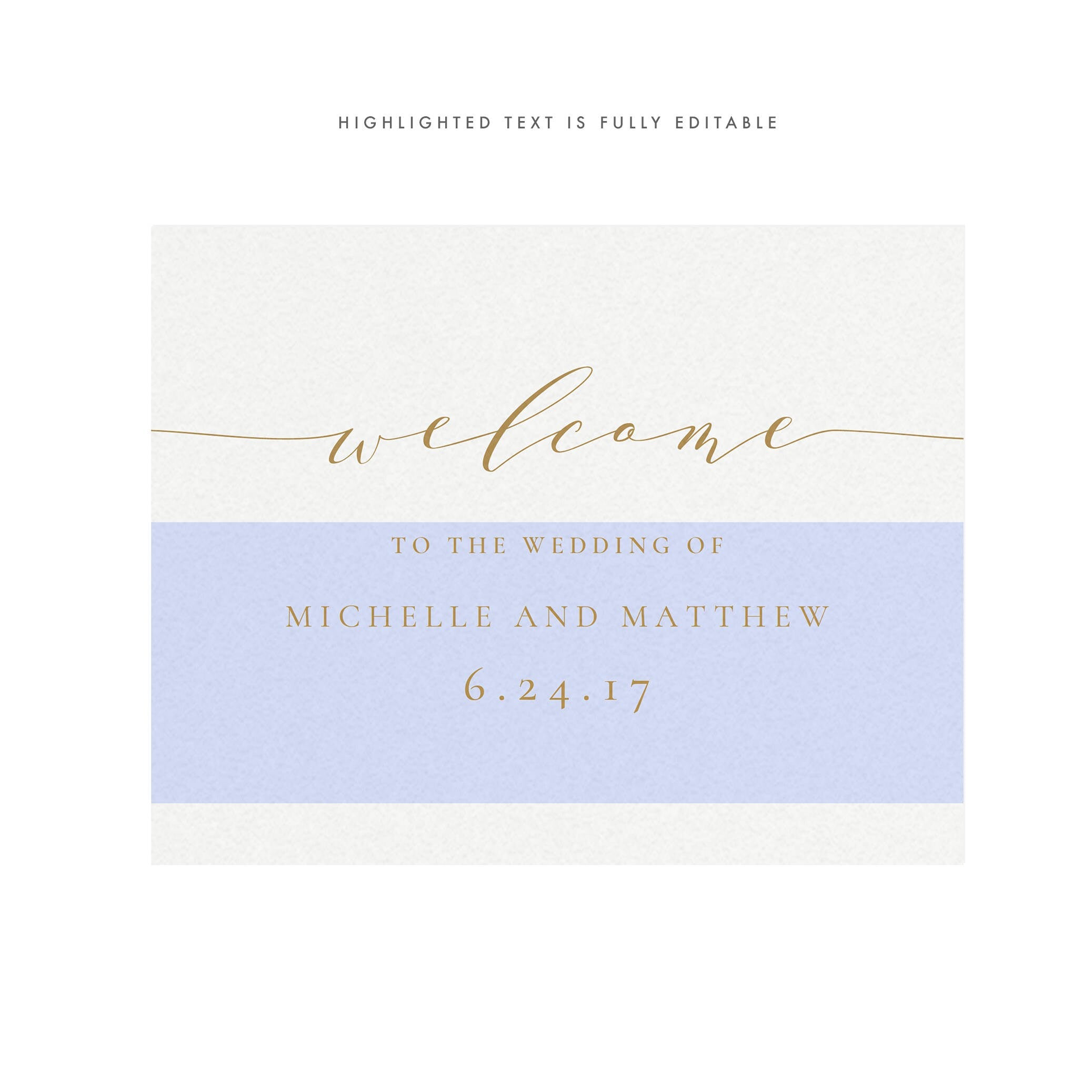 Gold Calligraphy Wedding Welcome Sign Template (PDF Instant Download)
