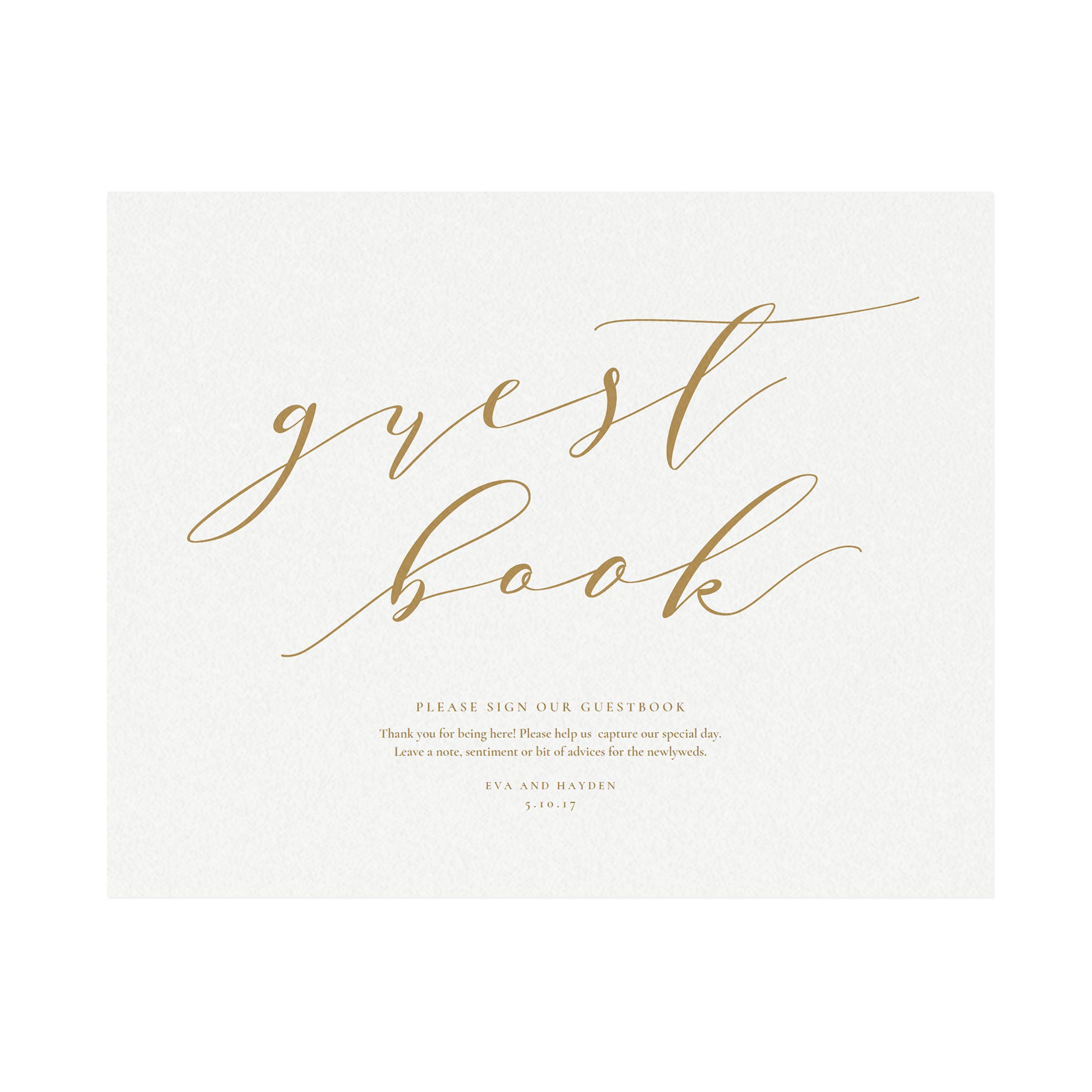 Gold Guest Book Wedding Sign Template (PDF Instant Download)