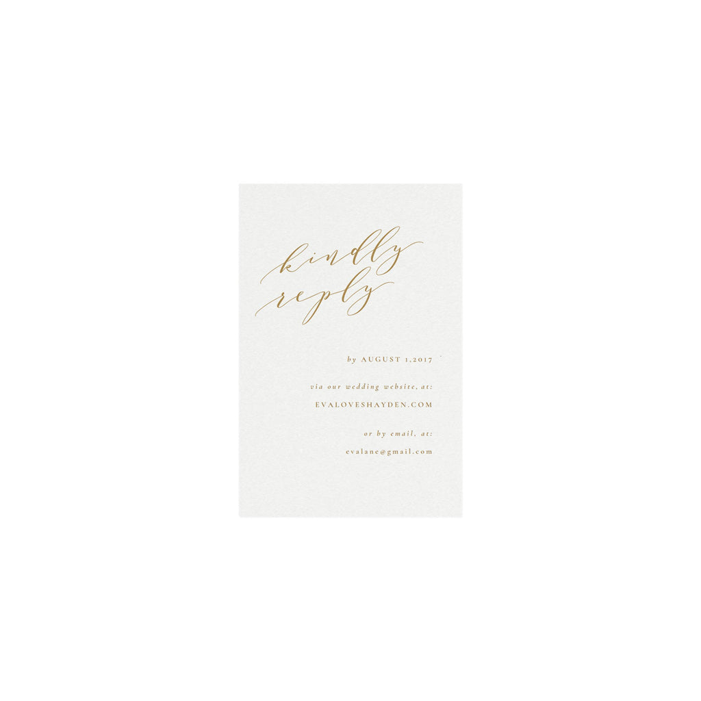 Gold Calligraphy Wedding RSVP Card Template: Minimalist Design (PDF Instant Download)