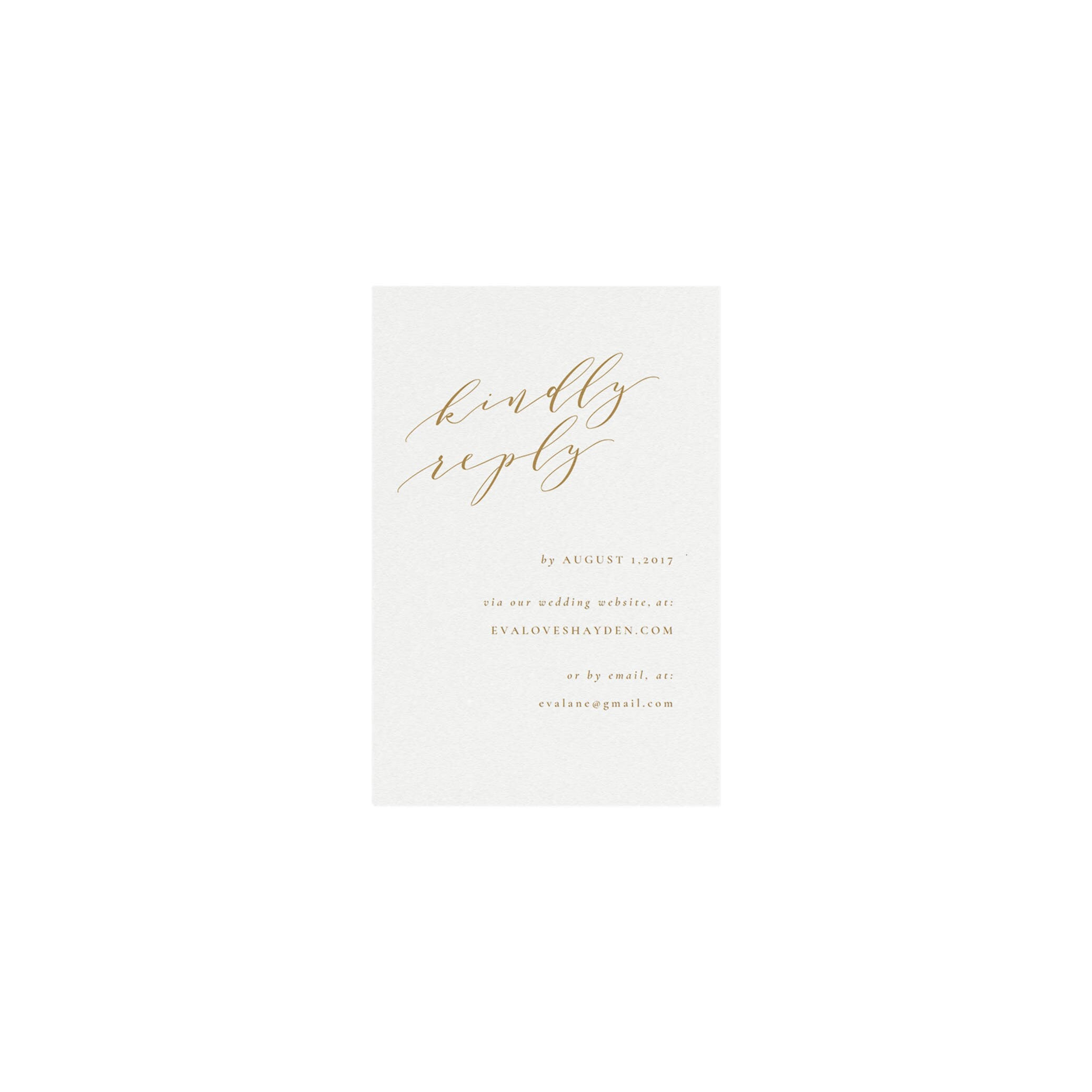 Gold Calligraphy Wedding RSVP Card Template: Minimalist Design (PDF Instant Download)