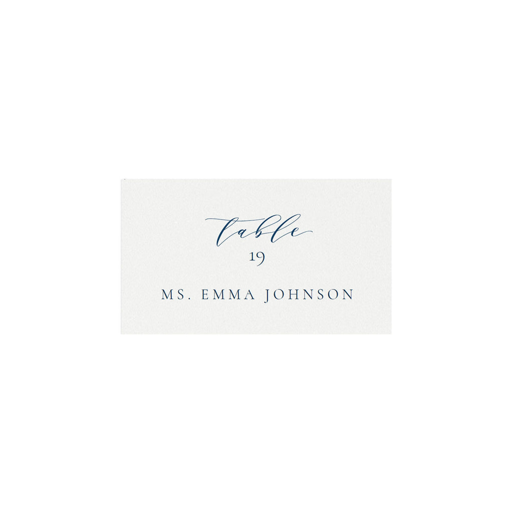 Melia: 3.5x2 Printable Escort Card Template in Navy, Calligraphy Escort Card, Classic Wedding, Editable Place Card, PDF Instant Download