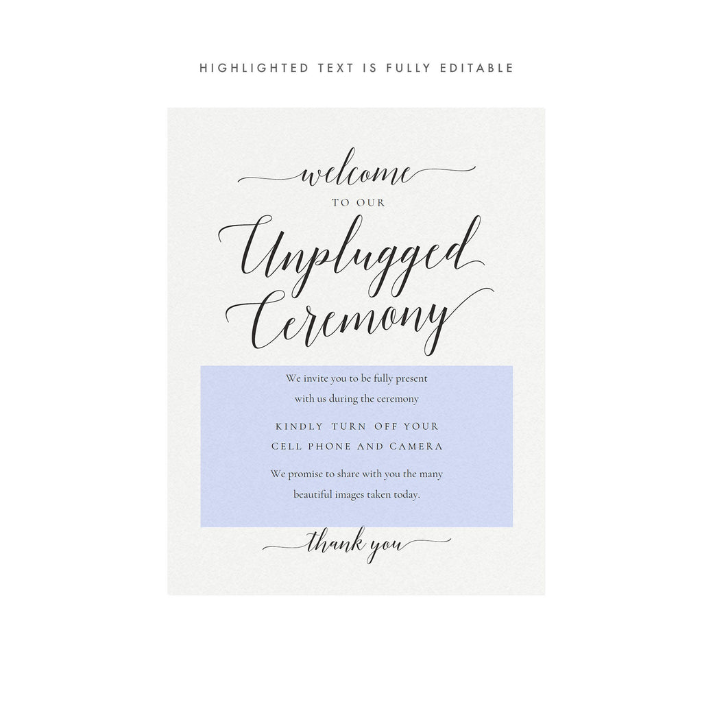 Adel Unplugged Wedding Sign: Elegant Ceremony Decor (PDF Download)