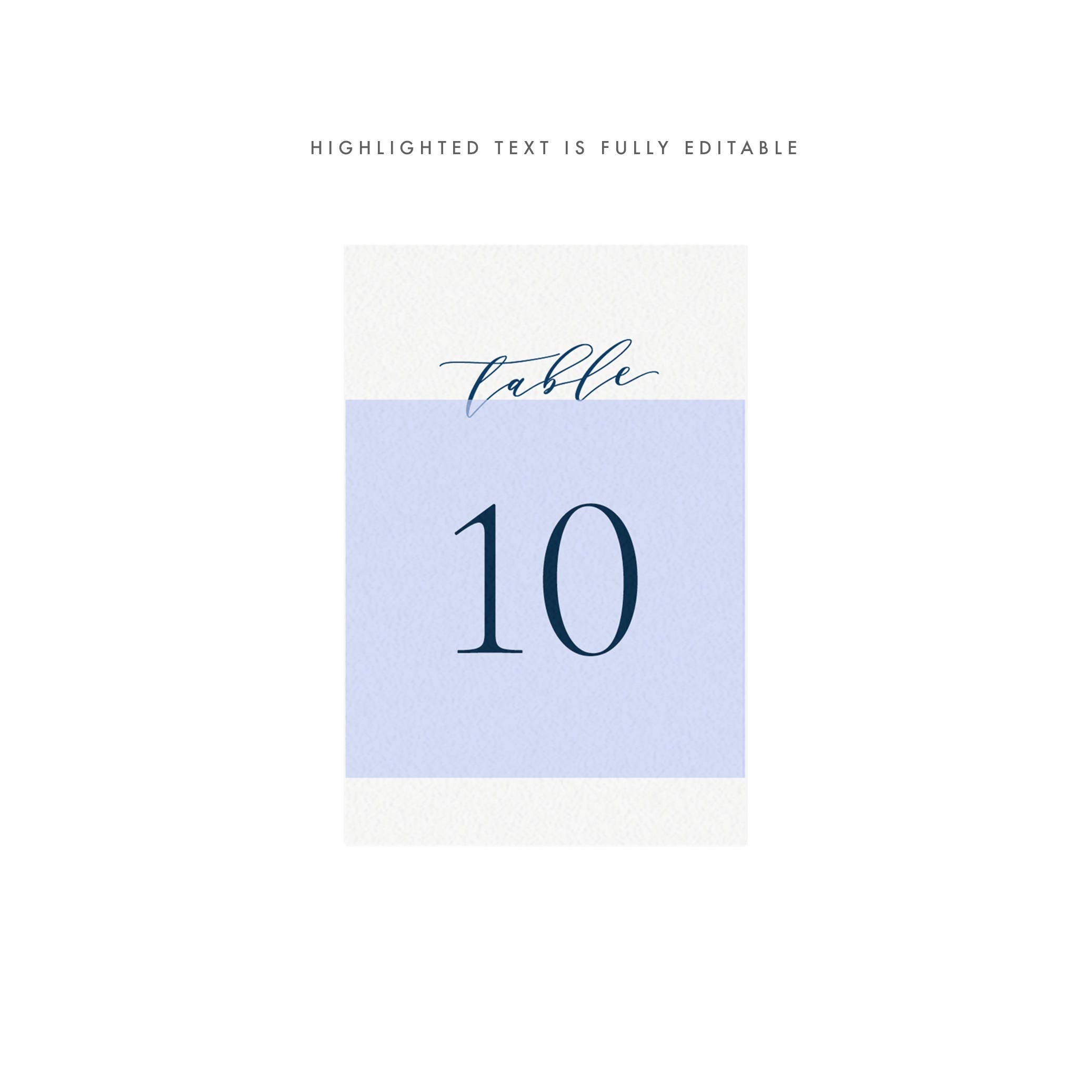 Navy Calligraphy Table Numbers 4x6 Template (PDF Download)