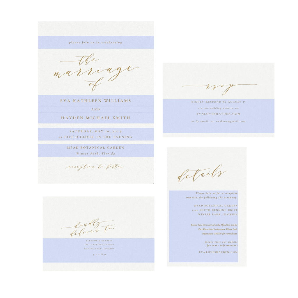 Gold Calligraphy Wedding Invitation Suite: Melia, Editable PDF (Instant Download)