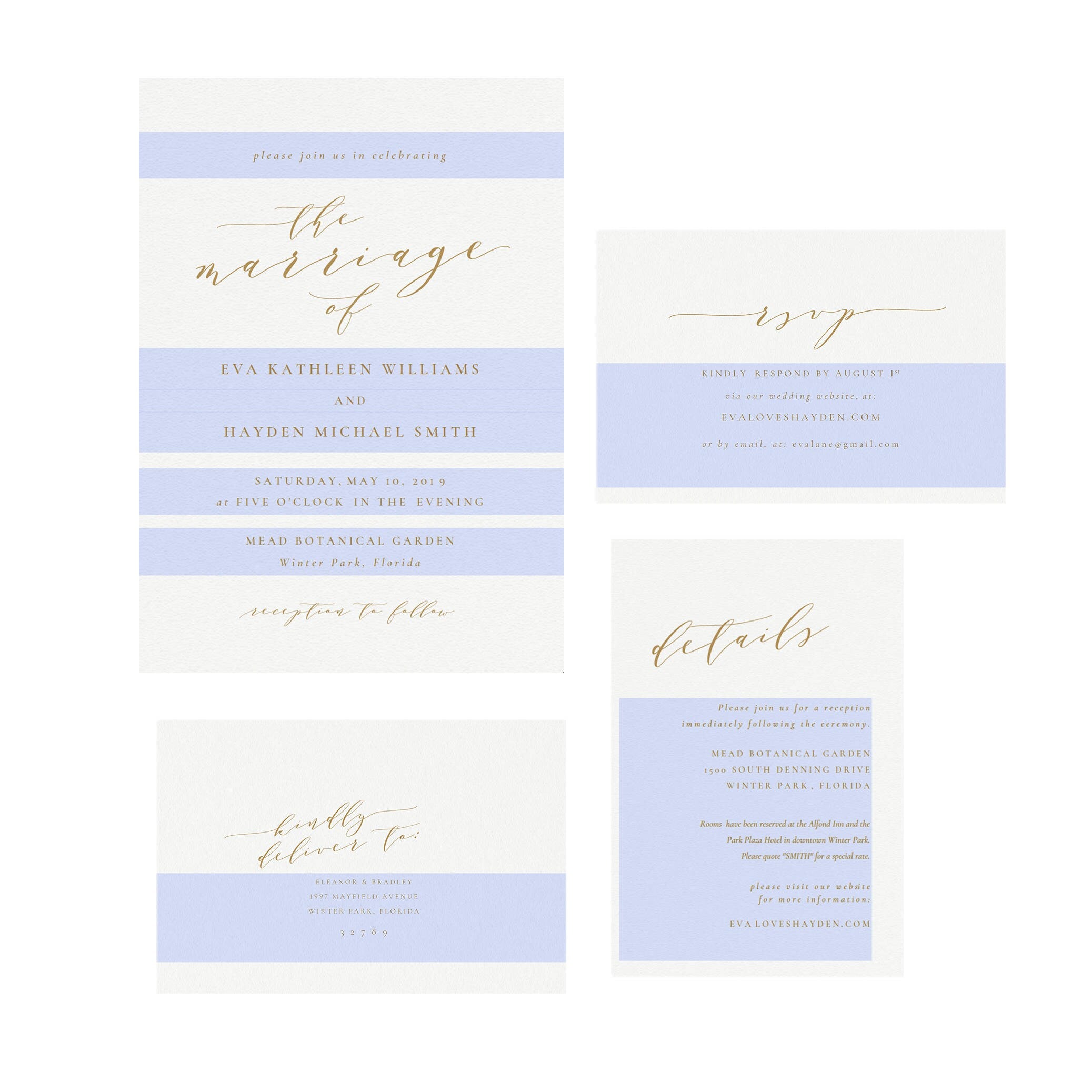 Gold Calligraphy Wedding Invitation Suite: Melia, Editable PDF (Instant Download)