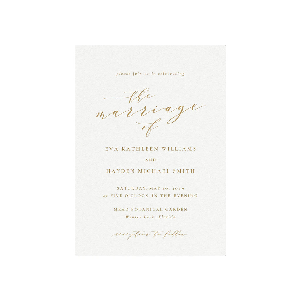 Gold Calligraphy Wedding Invitation Suite: Melia, Editable PDF (Instant Download)