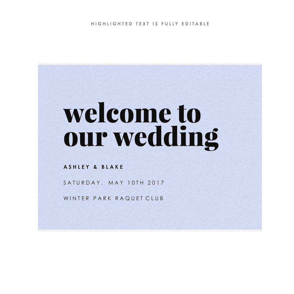Modern Wedding Welcome Sign Template: Fairfax Printable (PDF Download)