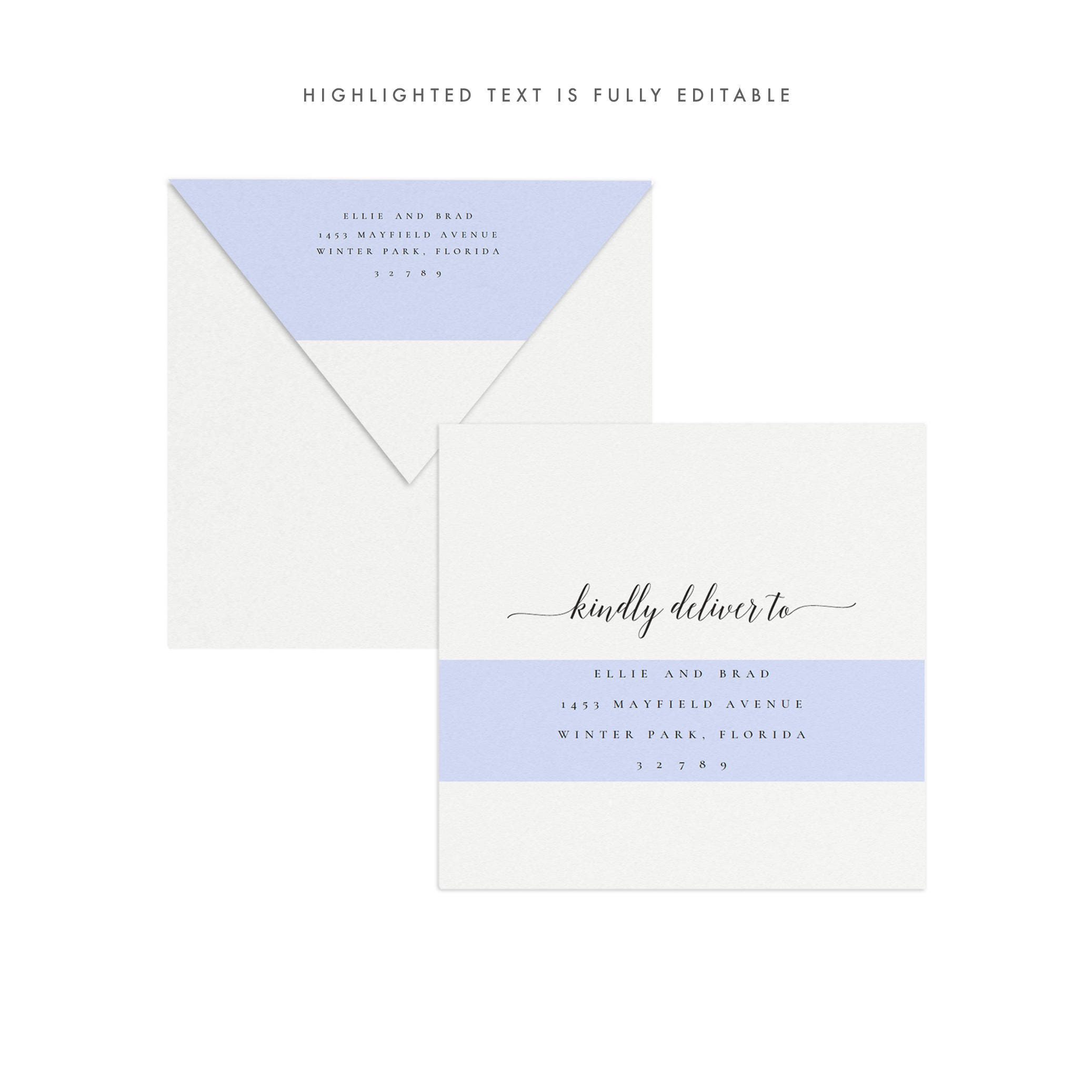 Printable Wedding Invitation Envelope Template: Calligraphy Adel, Square (Digital Download)