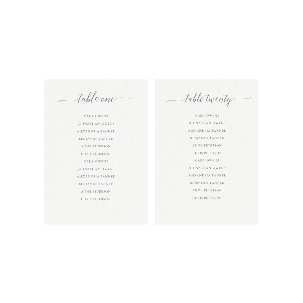 Gray Wedding Seating Chart Template: Tables 1-20 (Editable PDF)