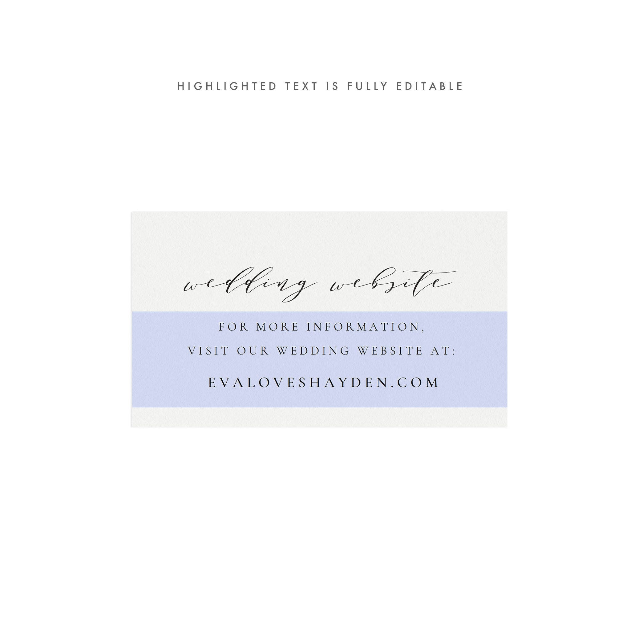 Melia Wedding Website Card Template: Elegant Black Lettering (PDF Download)