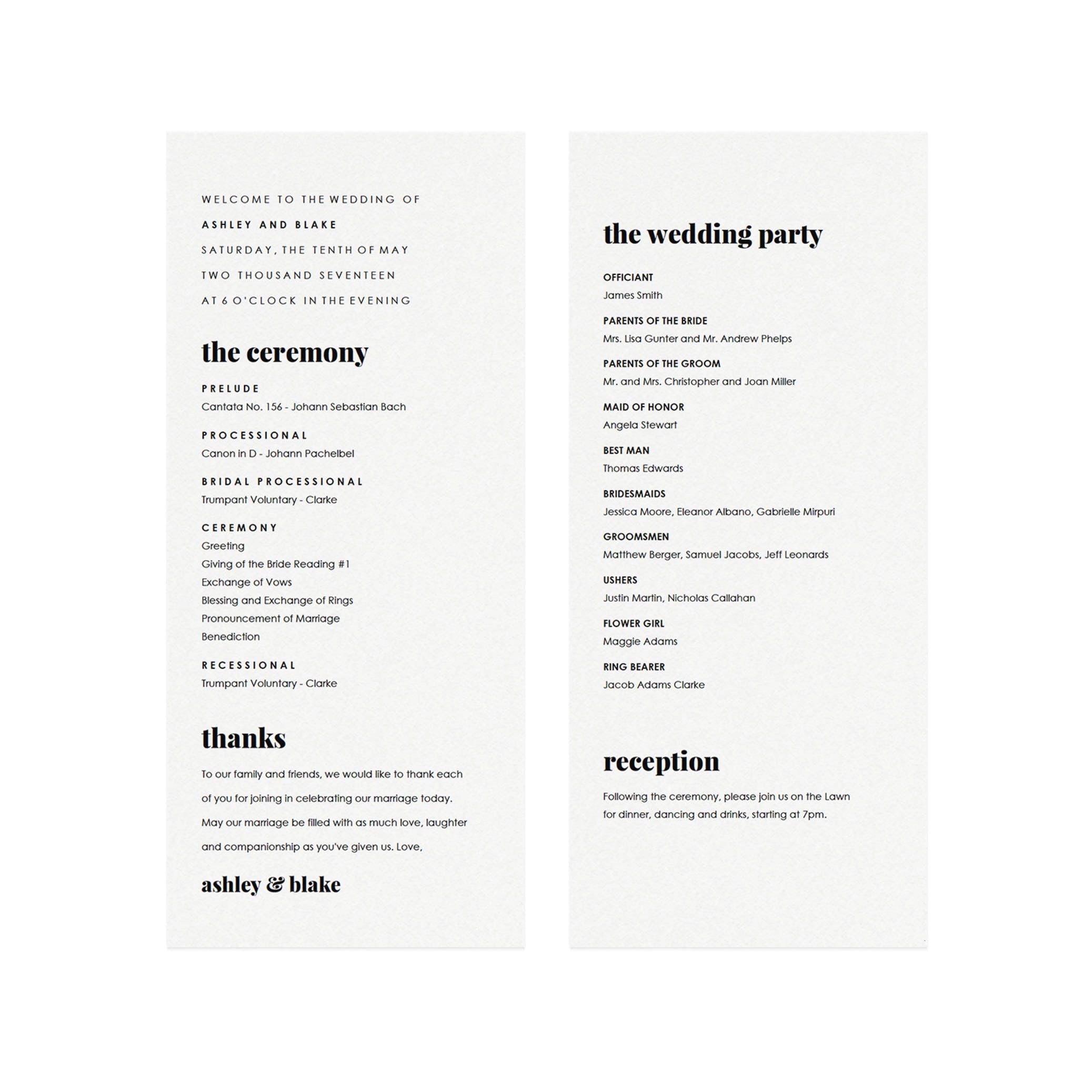 Fairfax Wedding Program Template: Elegant, Modern (Instant PDF Download)