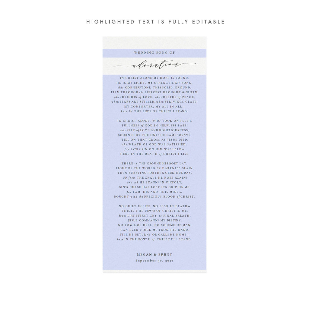 Calligraphy Wedding Song of Adoration Printable (PDF Instant Download)