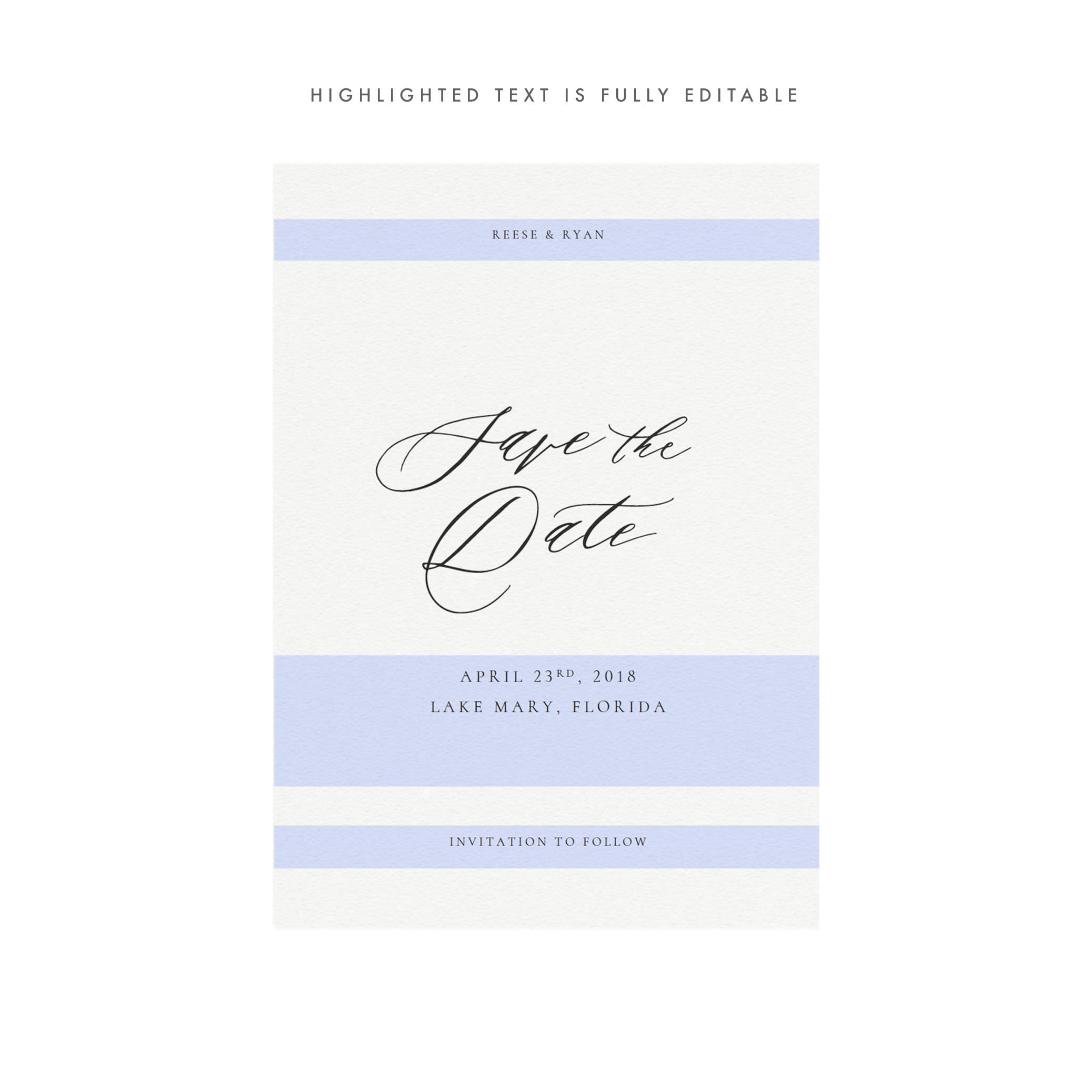 Calligraphy Save the Date Template: Minimalist Design (PDF Download)