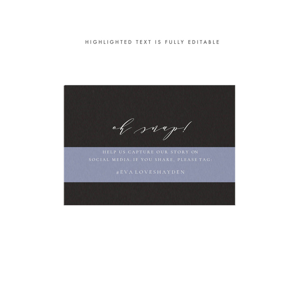 Calligraphy Wedding Social Media Card: Black/White (PDF Download)