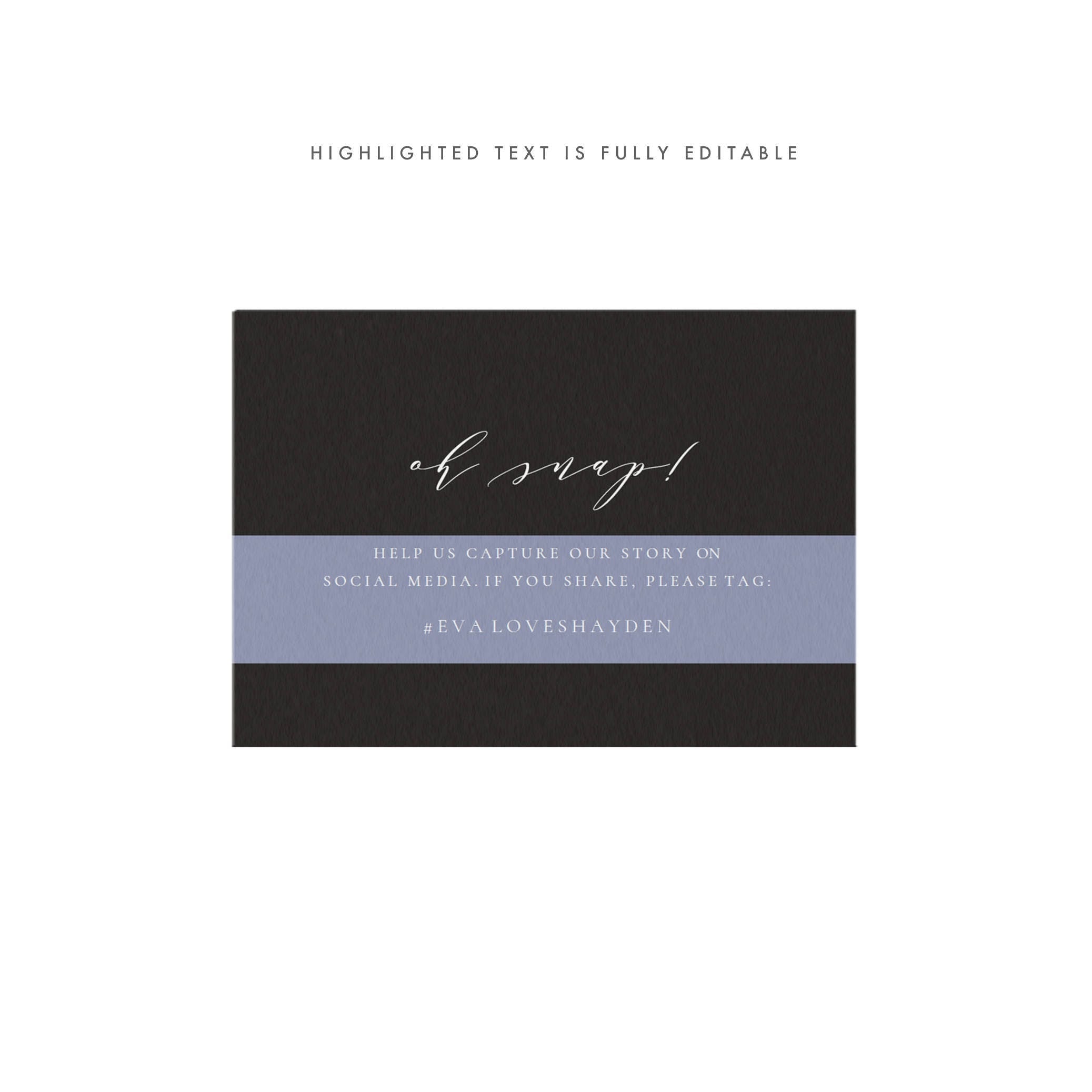 Calligraphy Wedding Social Media Card: Black/White (PDF Download)